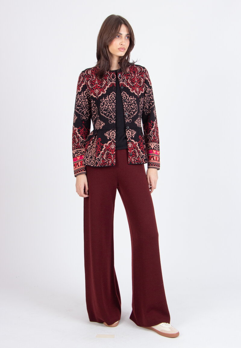 Jacquard Cardigan, Ornament Pattern - Black