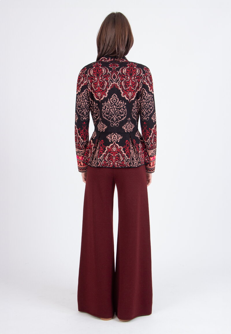 Jacquard Cardigan, Ornament Pattern - Black