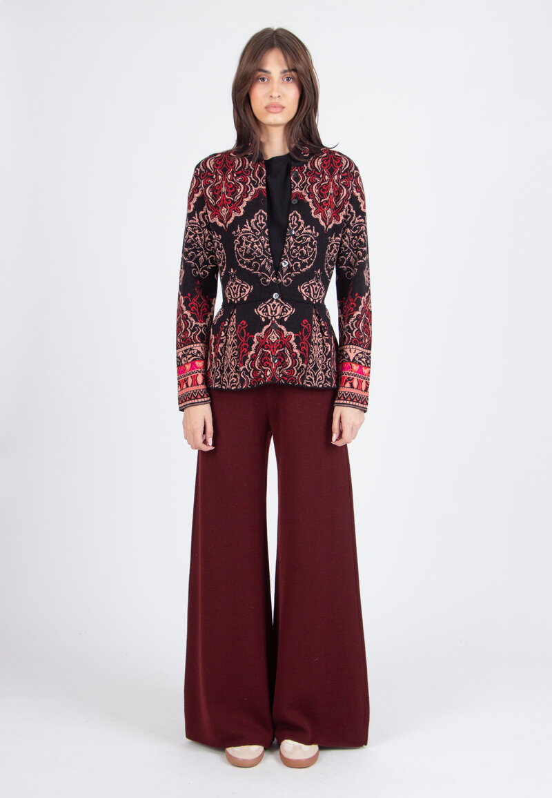 Jacquard Cardigan, Ornament Pattern - Black