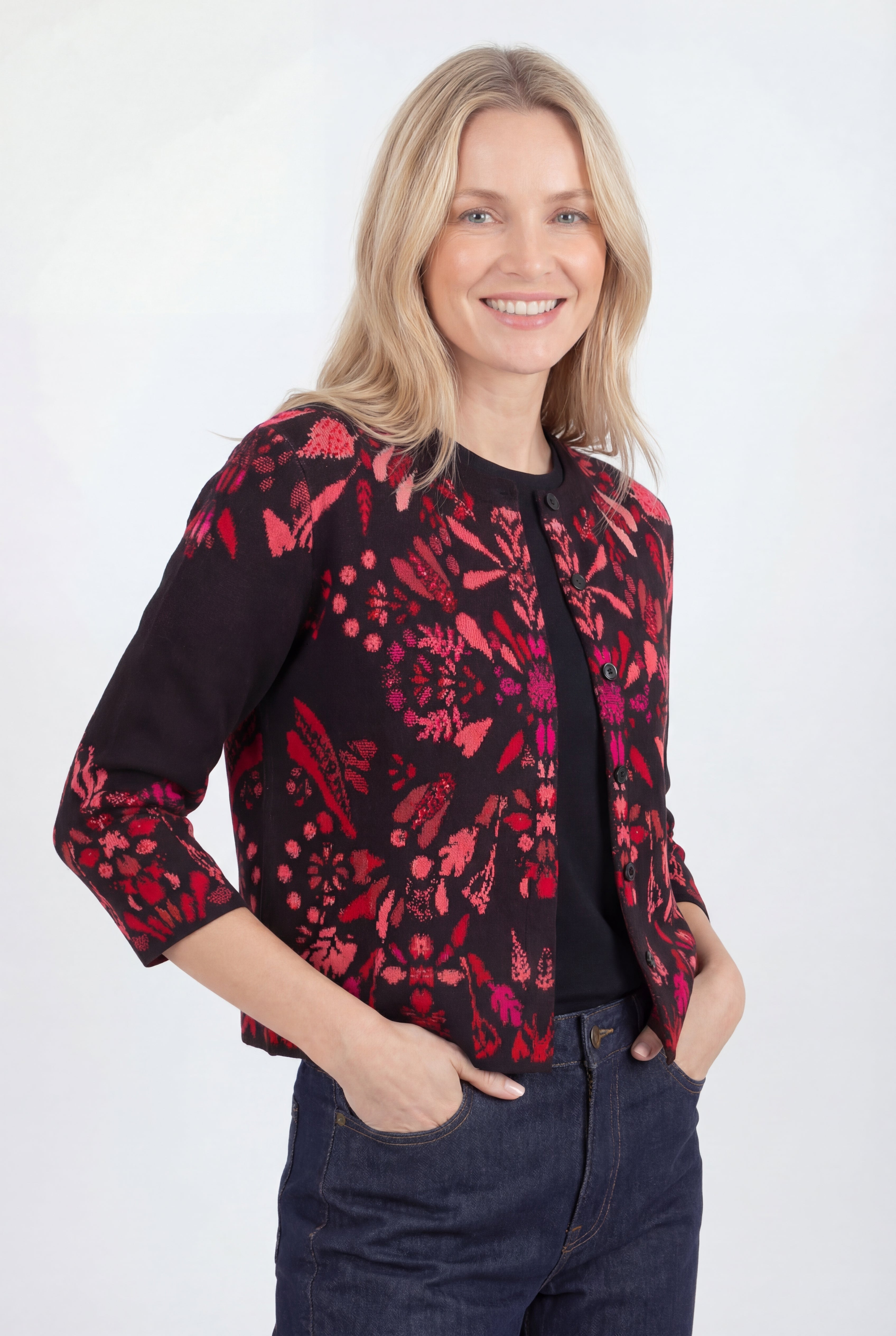 O-Neck Cardigan, Plantopia Pattern