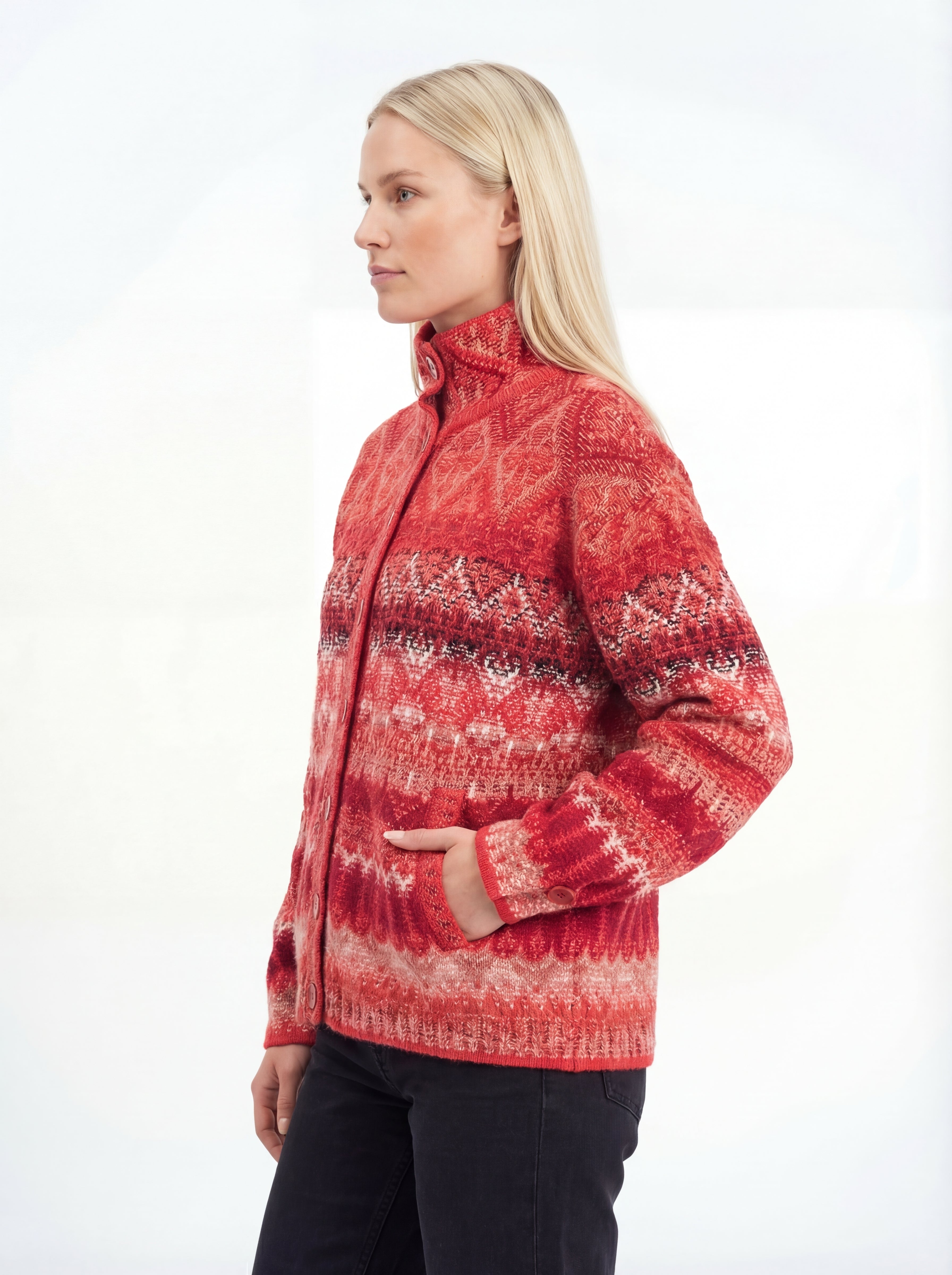 Jacquard Rollneck Jacket, Re-Dandy Pattern