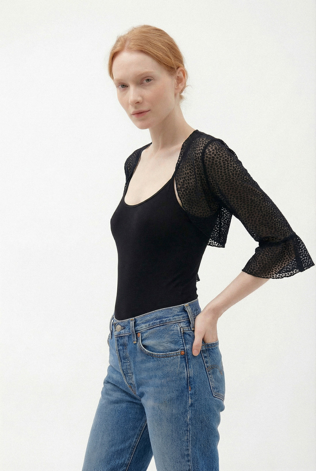 Mesh  Bolero - Black, Animal