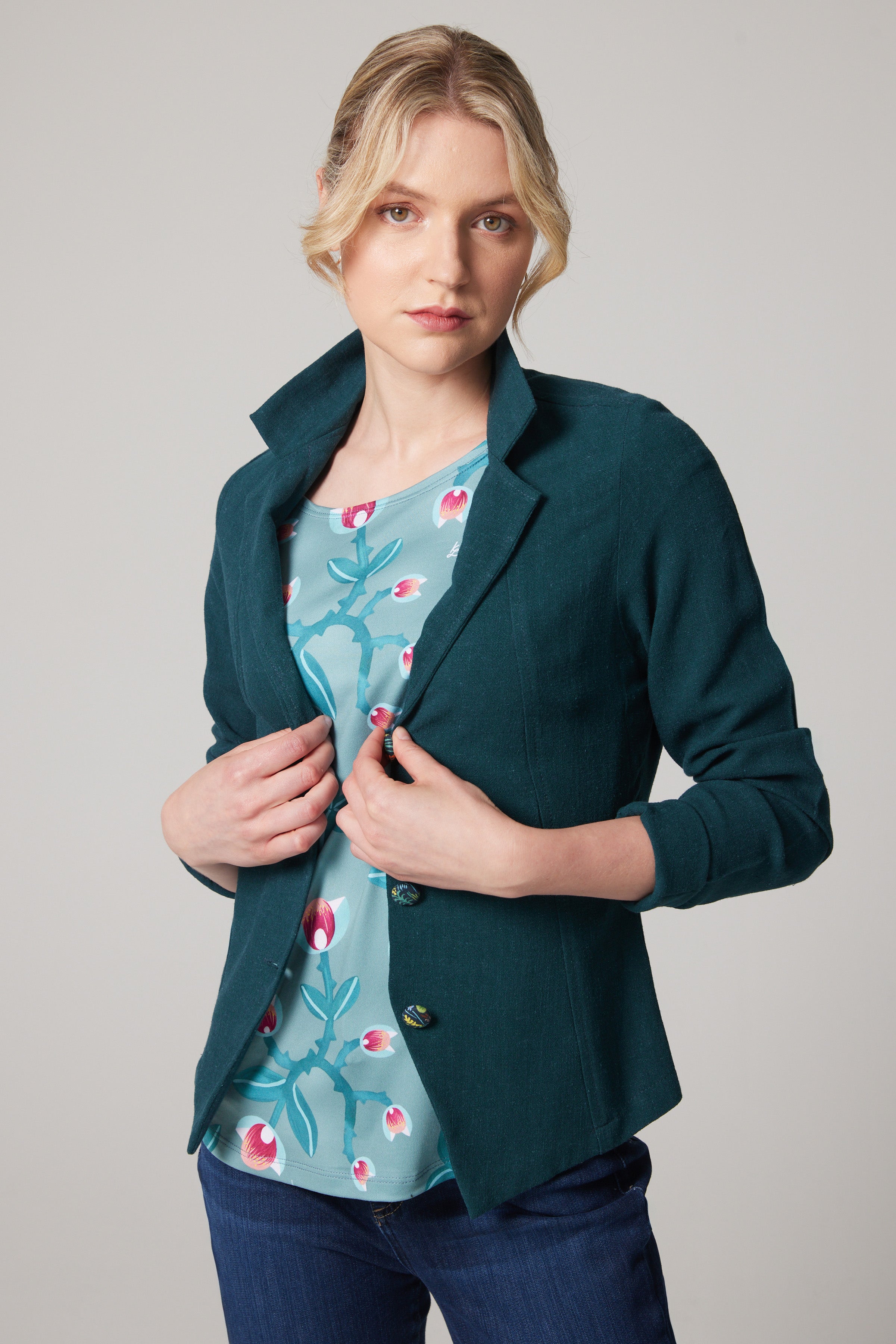 Linen Blazer - Green