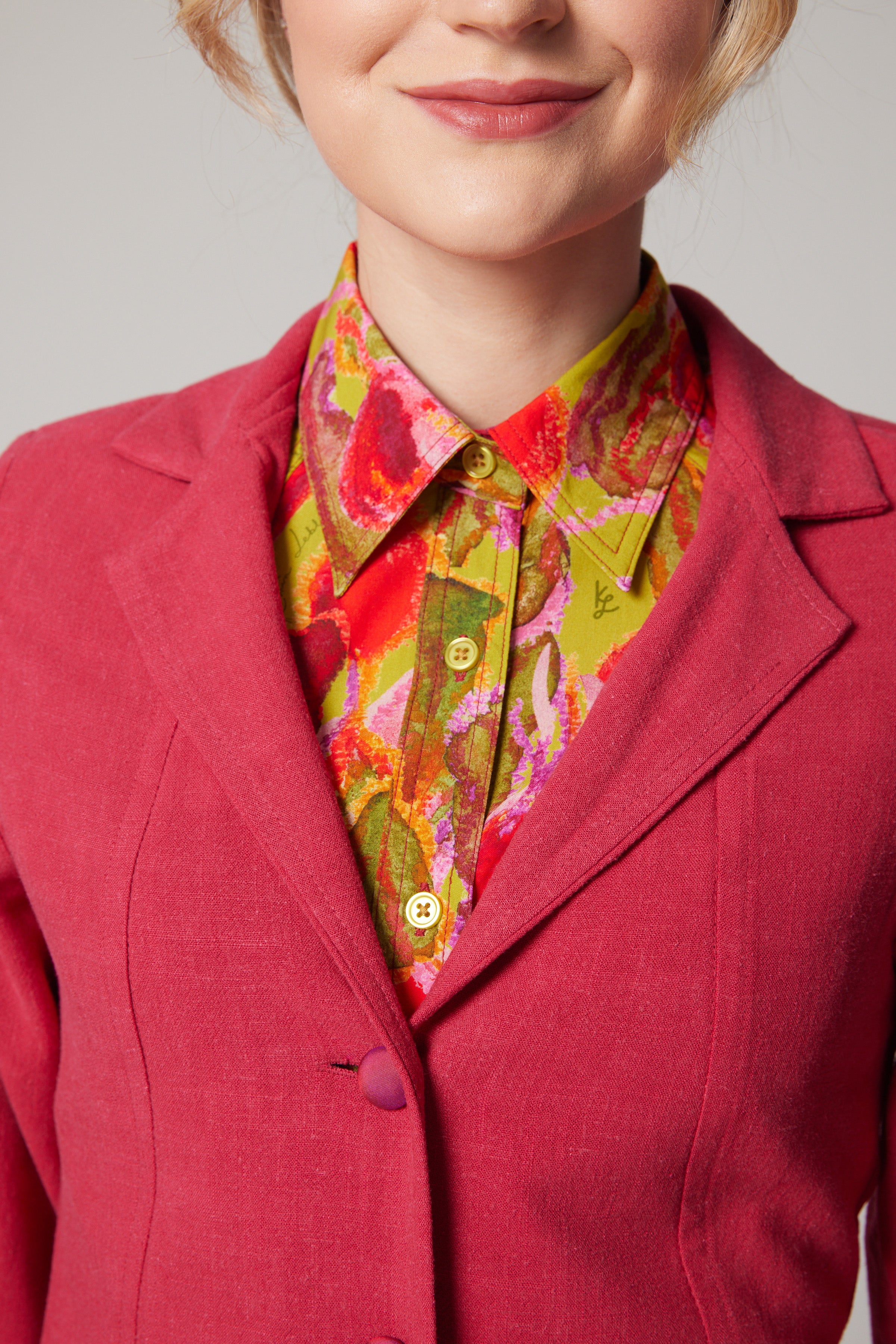 Linen Blazer - Pink