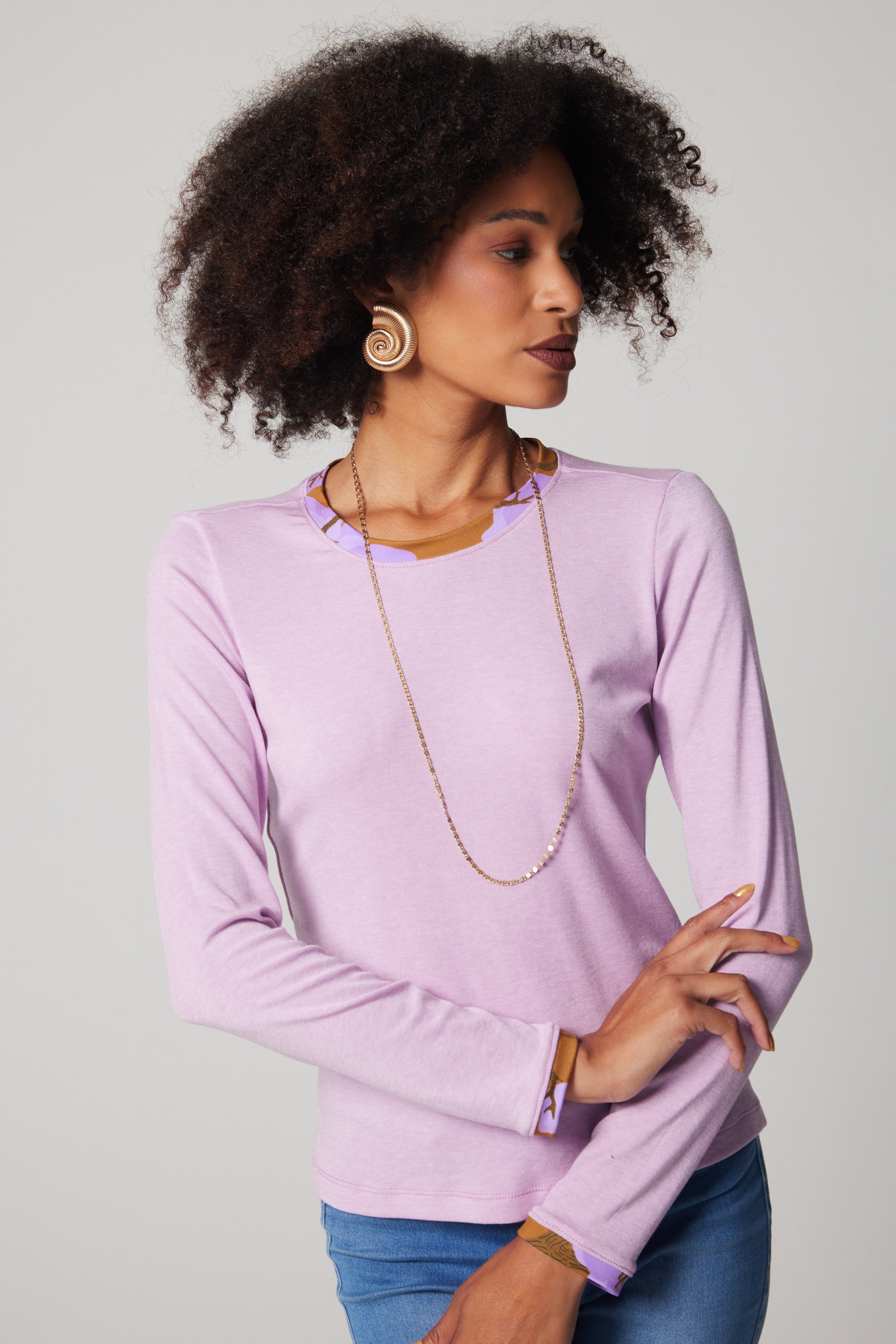 Merino Wool, Crewneck - Lavender, Branching
