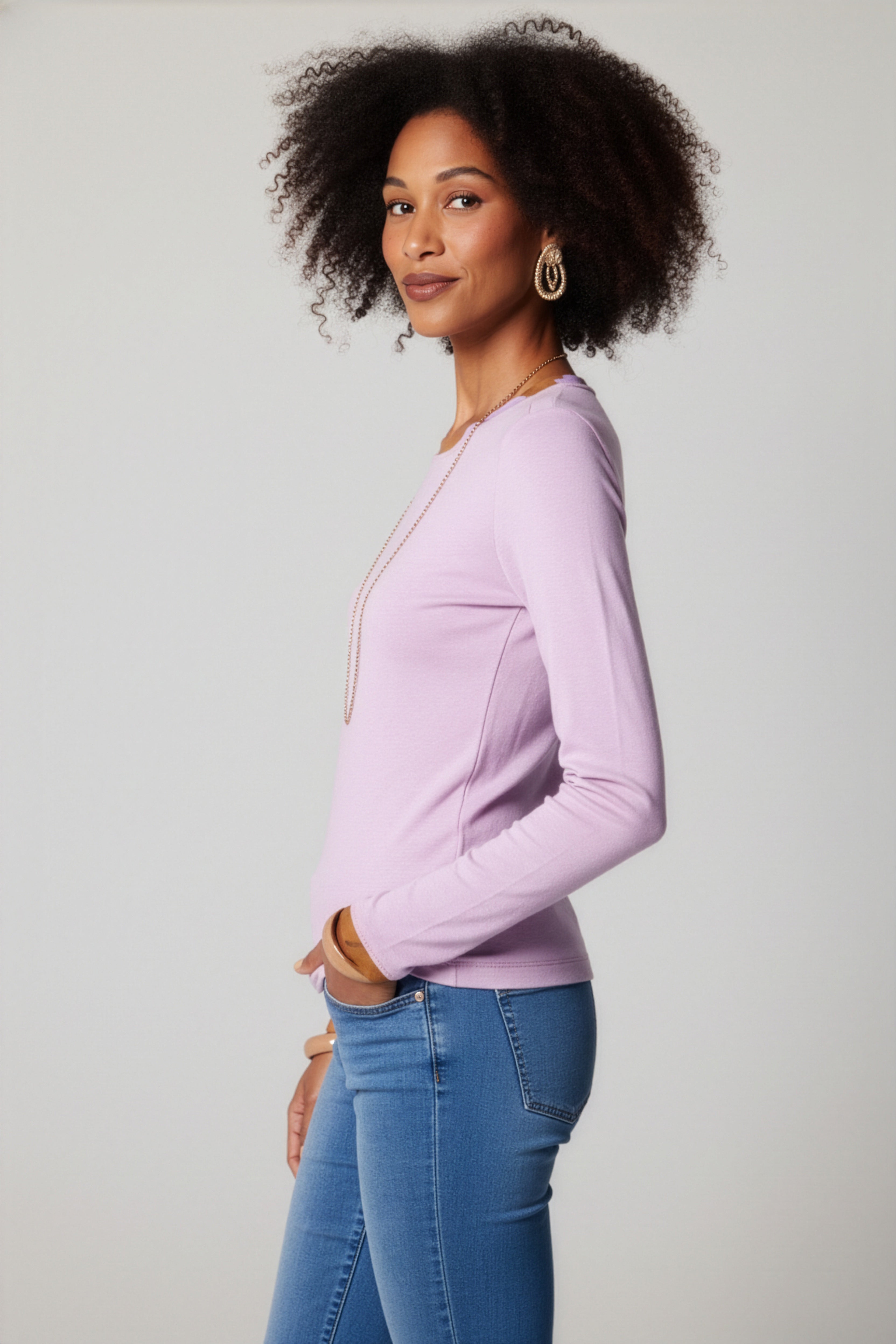 Merino Wool, Crewneck - Lavender, Branching