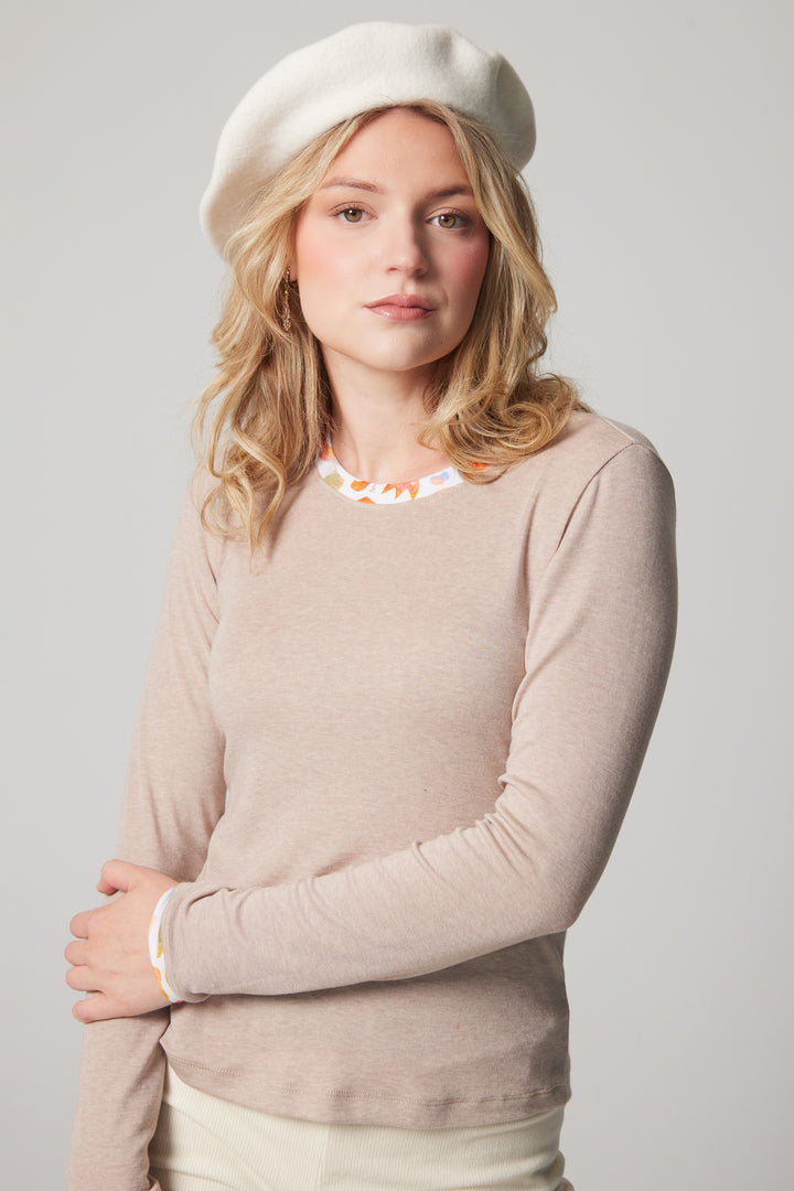 Col rond en laine mérinos - Beige