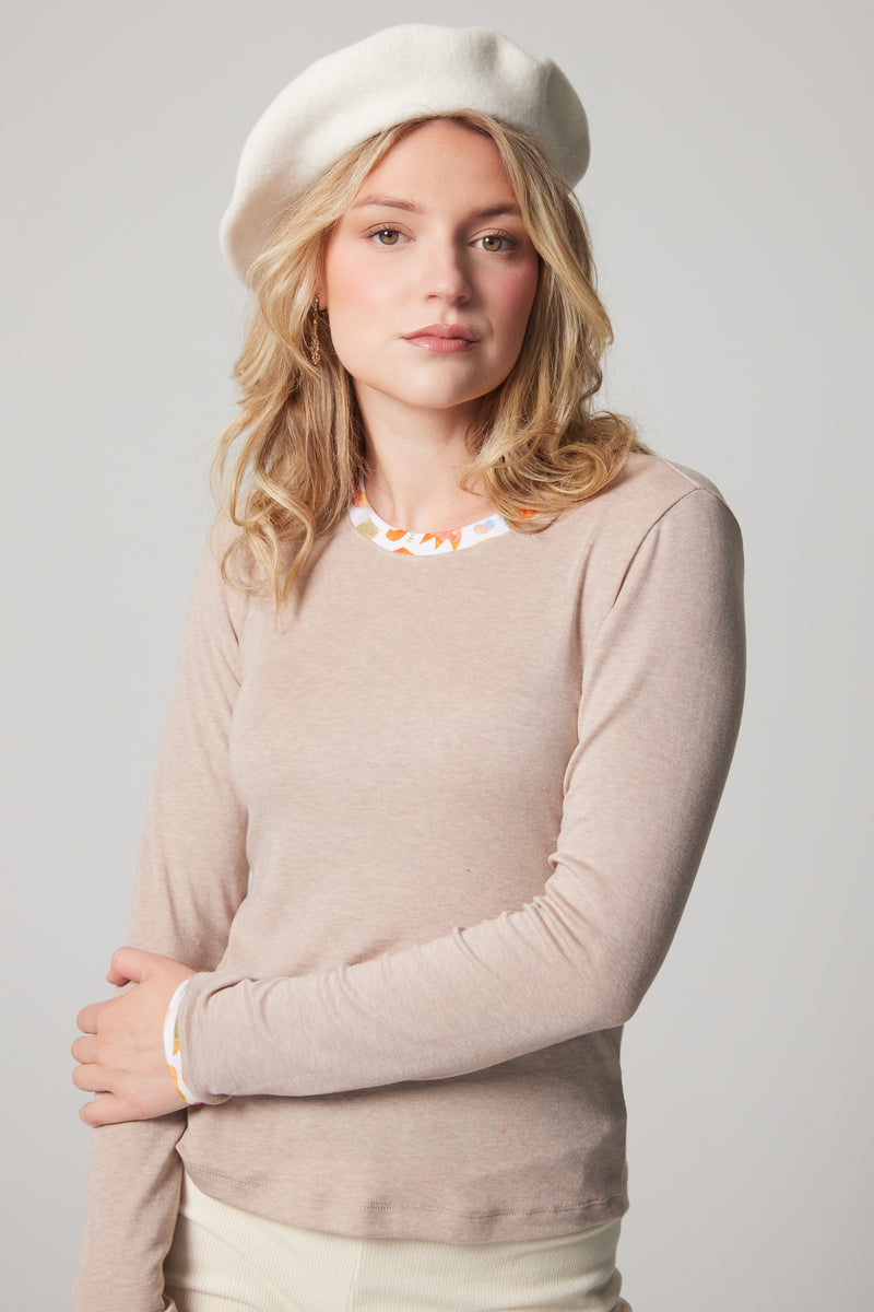 Merino Wool, Crewneck - Beige, Jellybeans