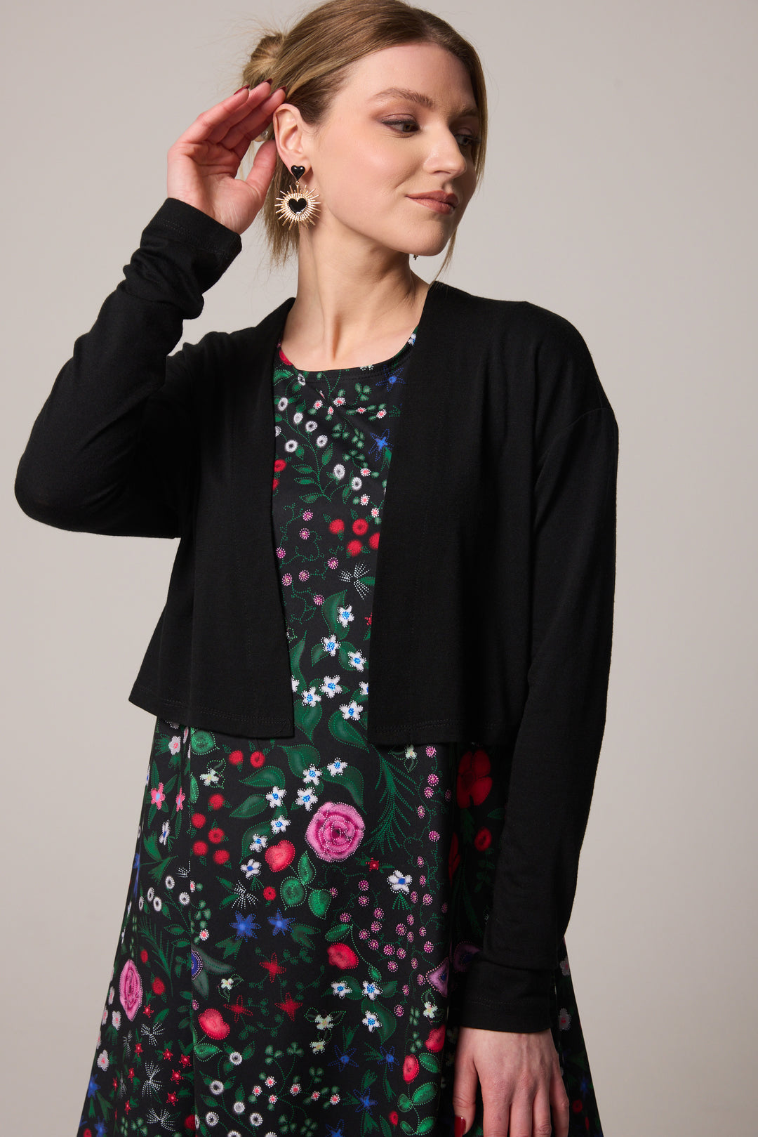 Gilet court en laine Mérinos - Noir