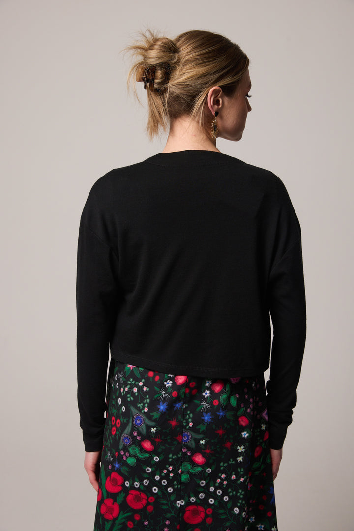 Gilet court en laine Mérinos - Noir