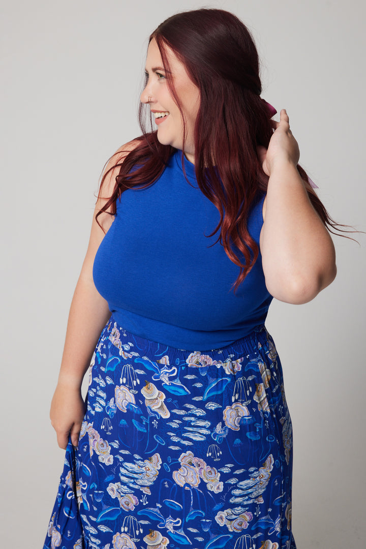 Col montant sans manches — Bambou bleu