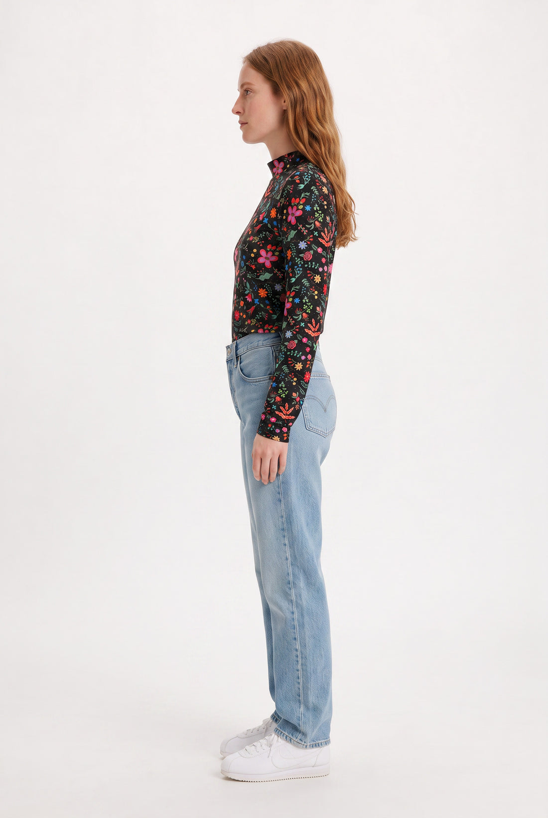 Mock Neck -  Black Floral Punch, second view