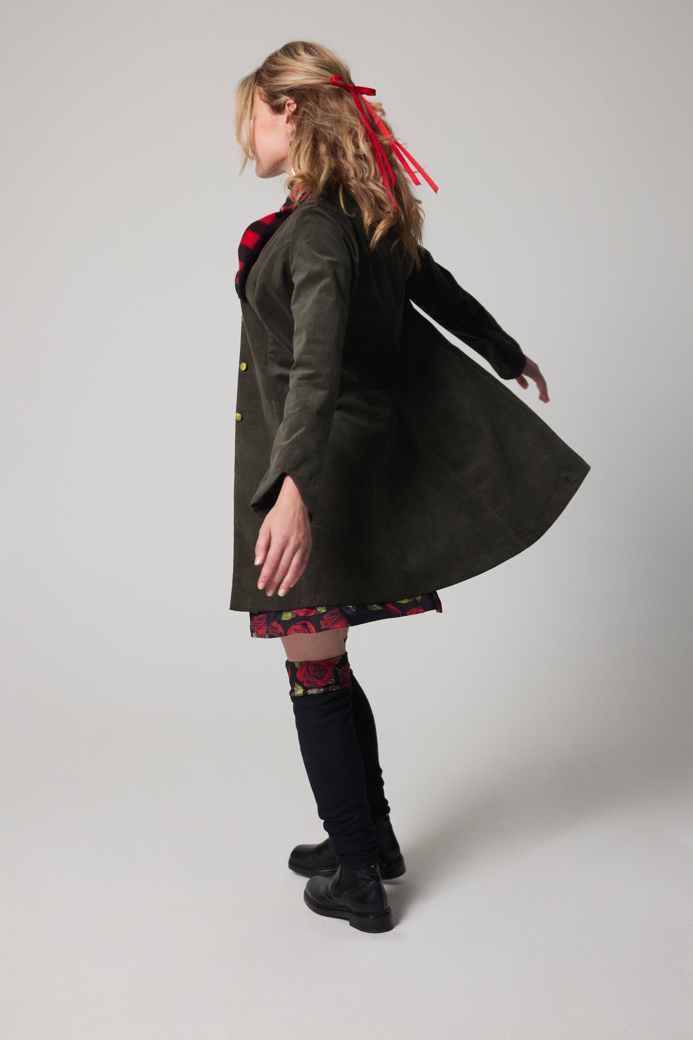Manteau Mystère en velours côtelé – Vert
