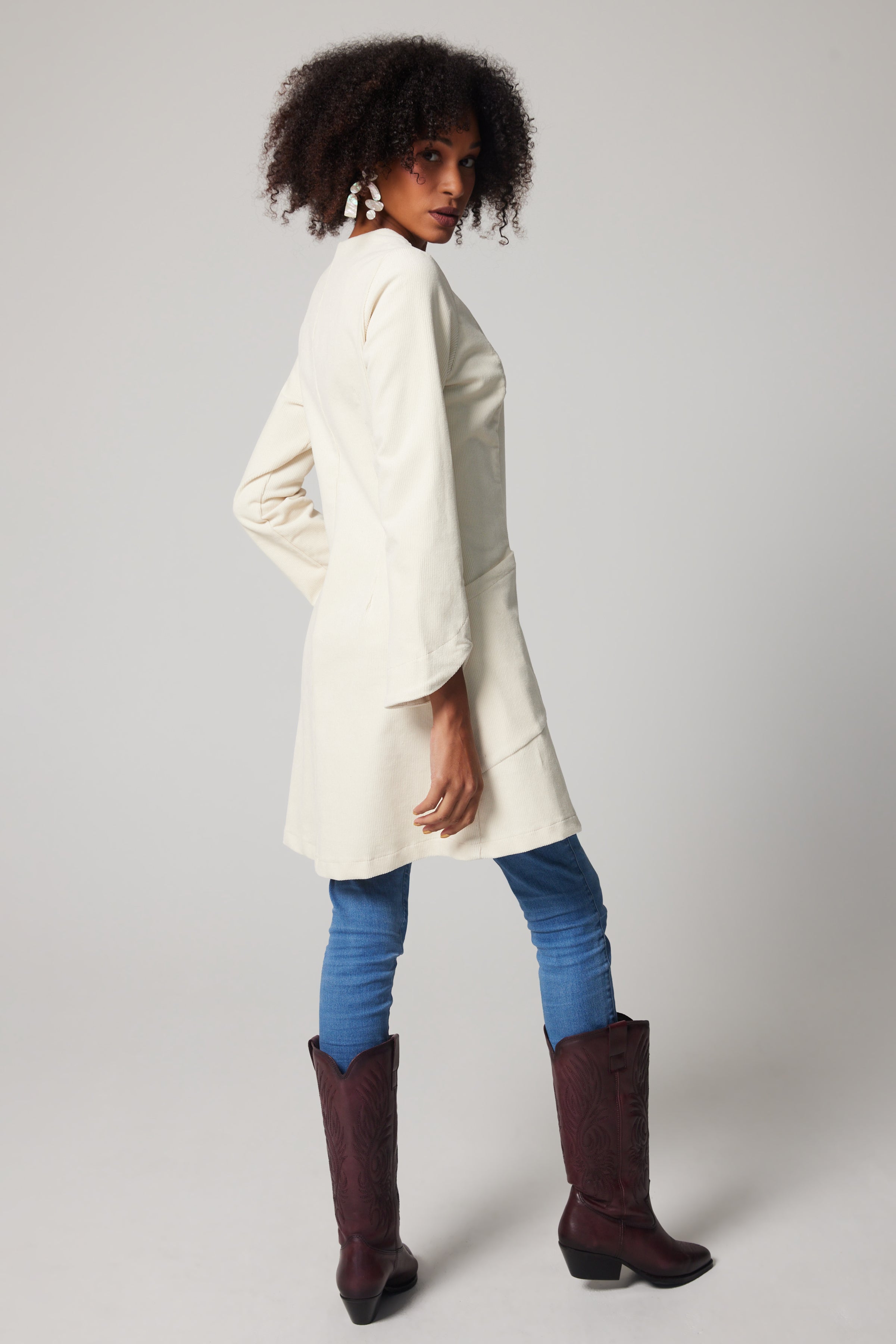 Manteau Mystery velours côtelé – Crème