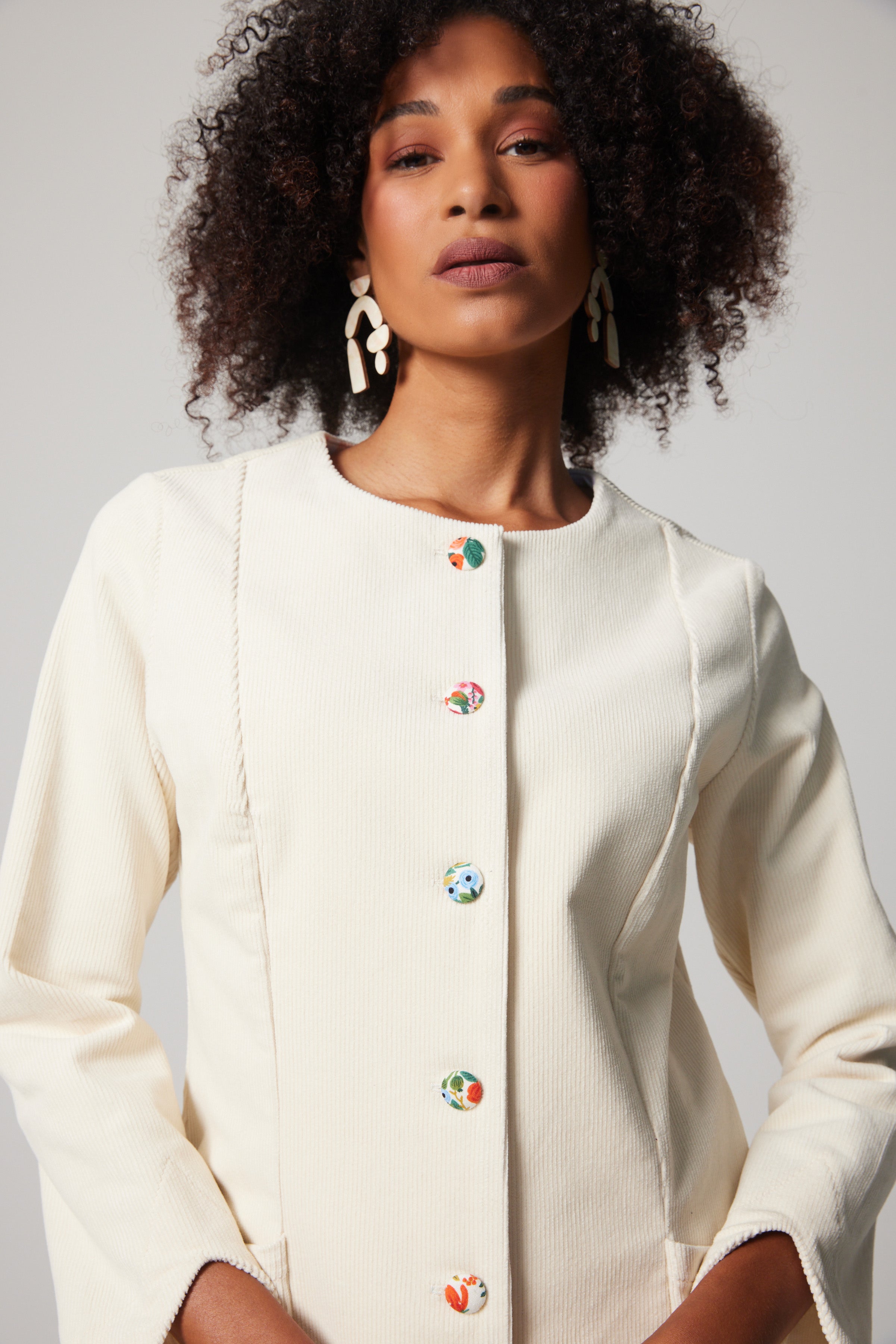 Manteau Mystery velours côtelé – Crème