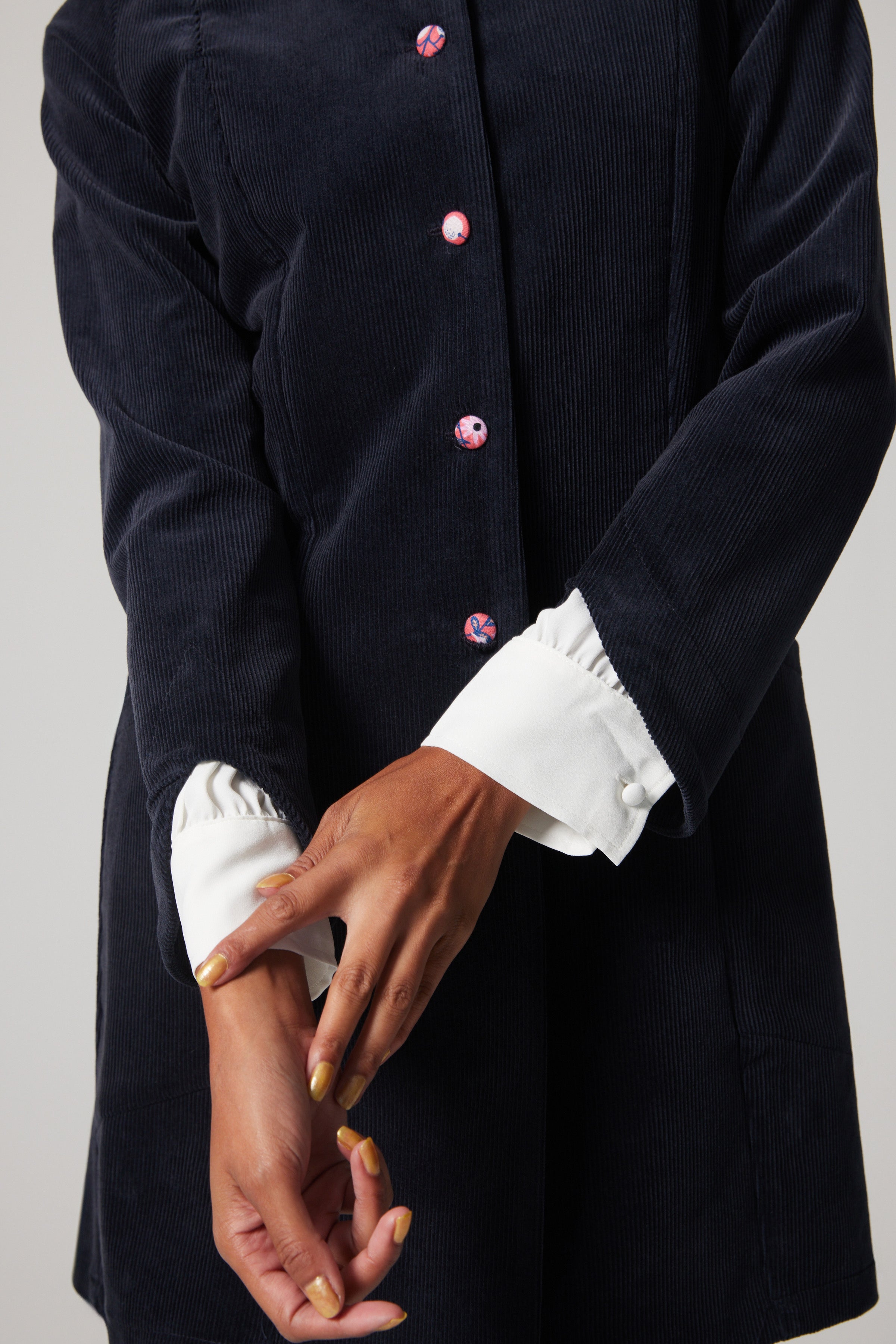 Manteau Mystery velours côtelé – Marine foncé