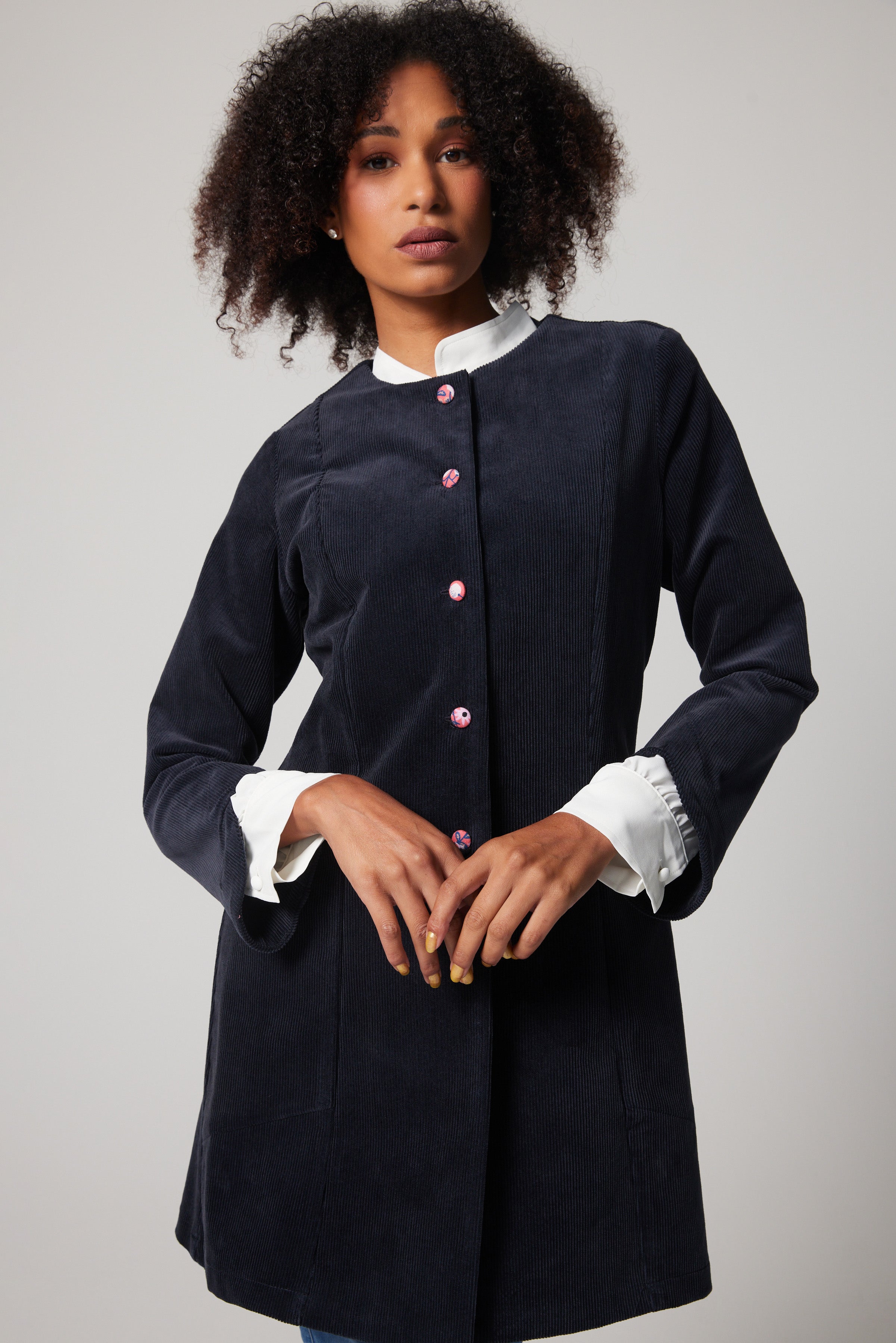 Manteau Mystery velours côtelé – Marine foncé