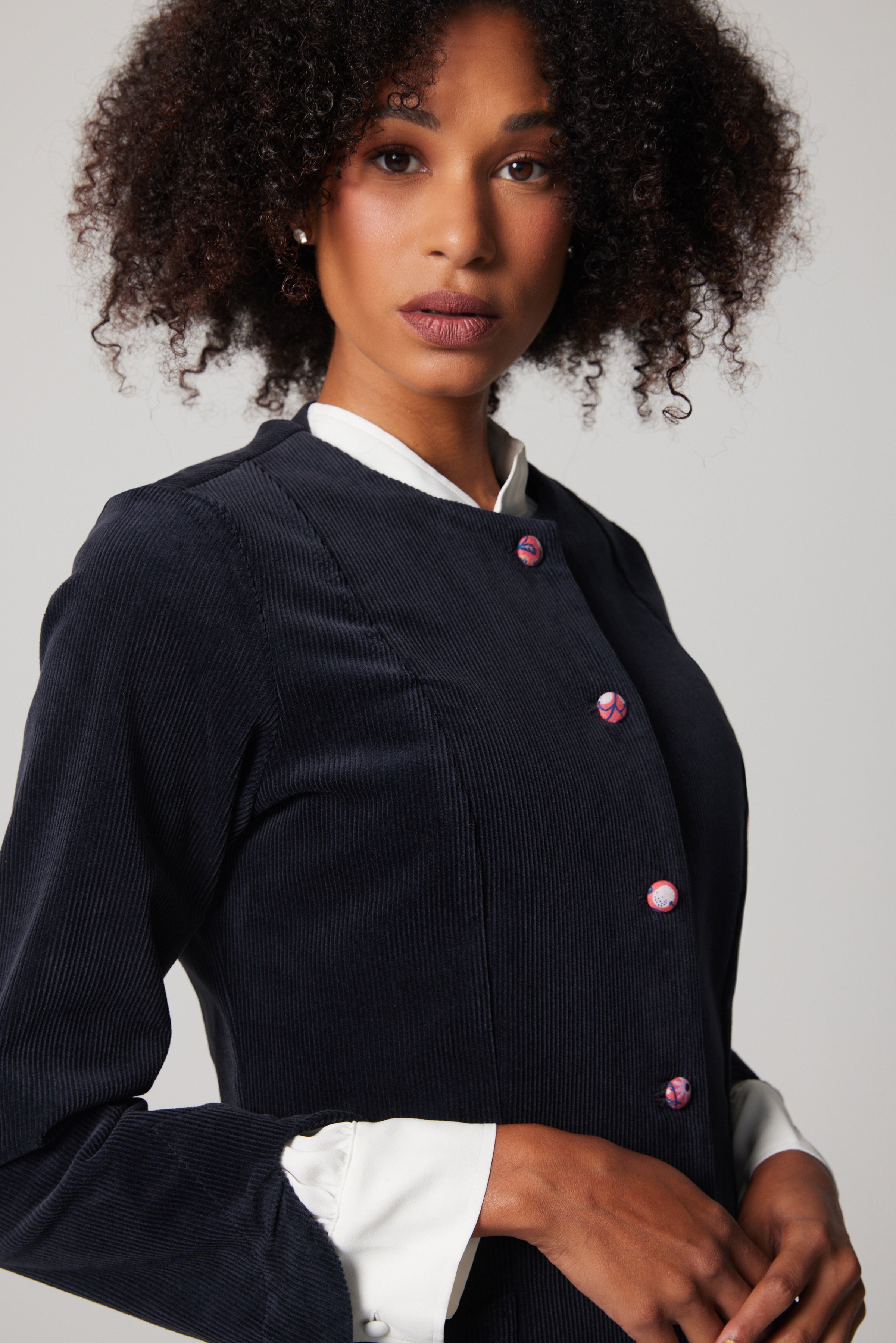 Manteau Mystery velours côtelé – Marine foncé
