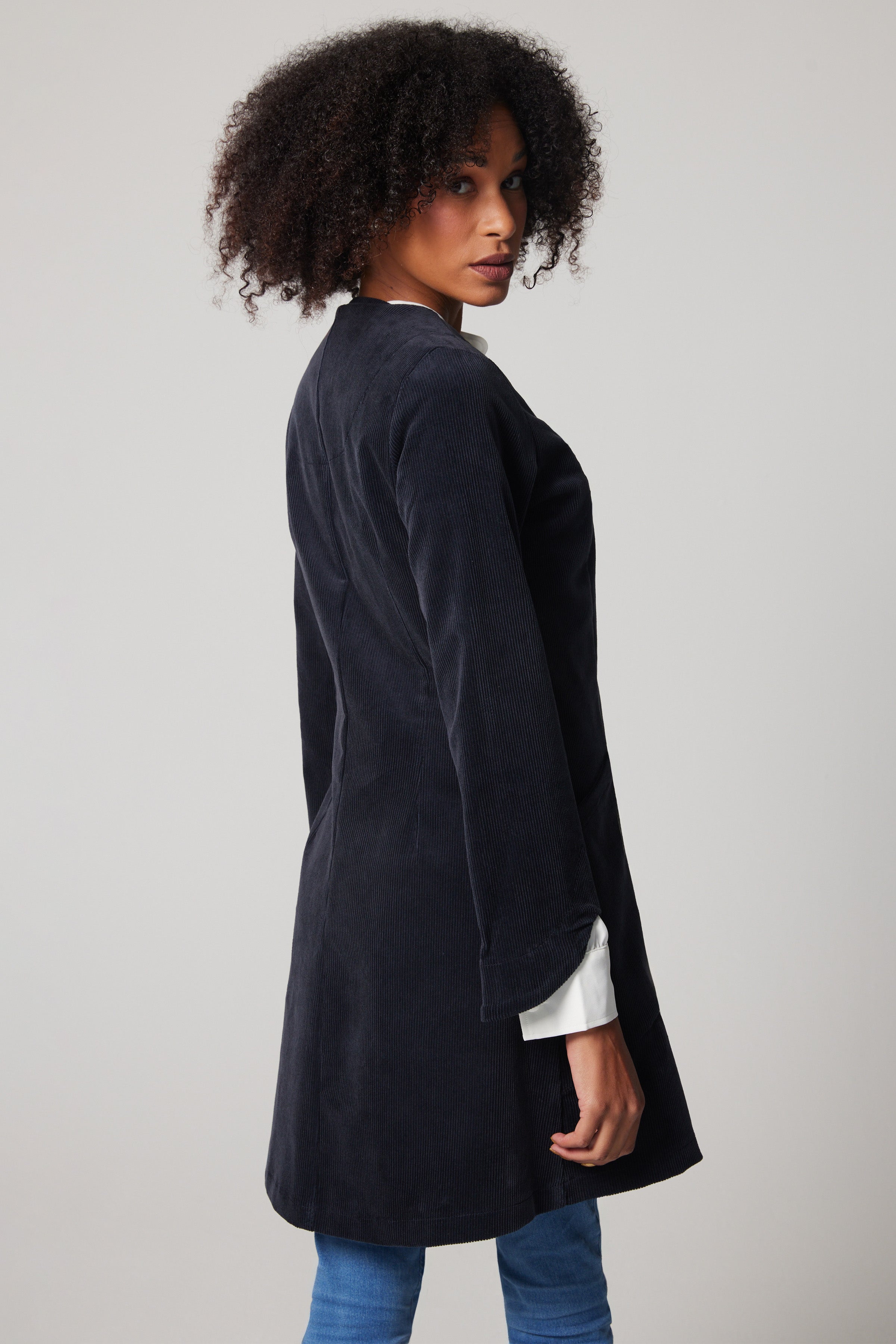 Manteau Mystery velours côtelé – Marine foncé