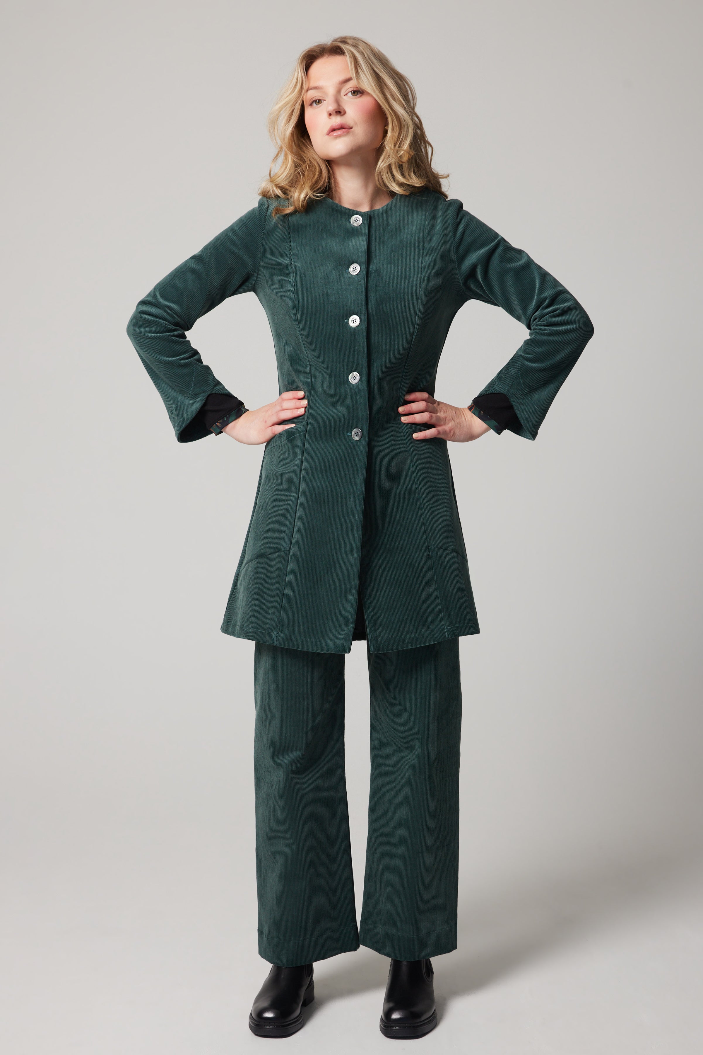 Manteau Mystery velours côtelé – Vert