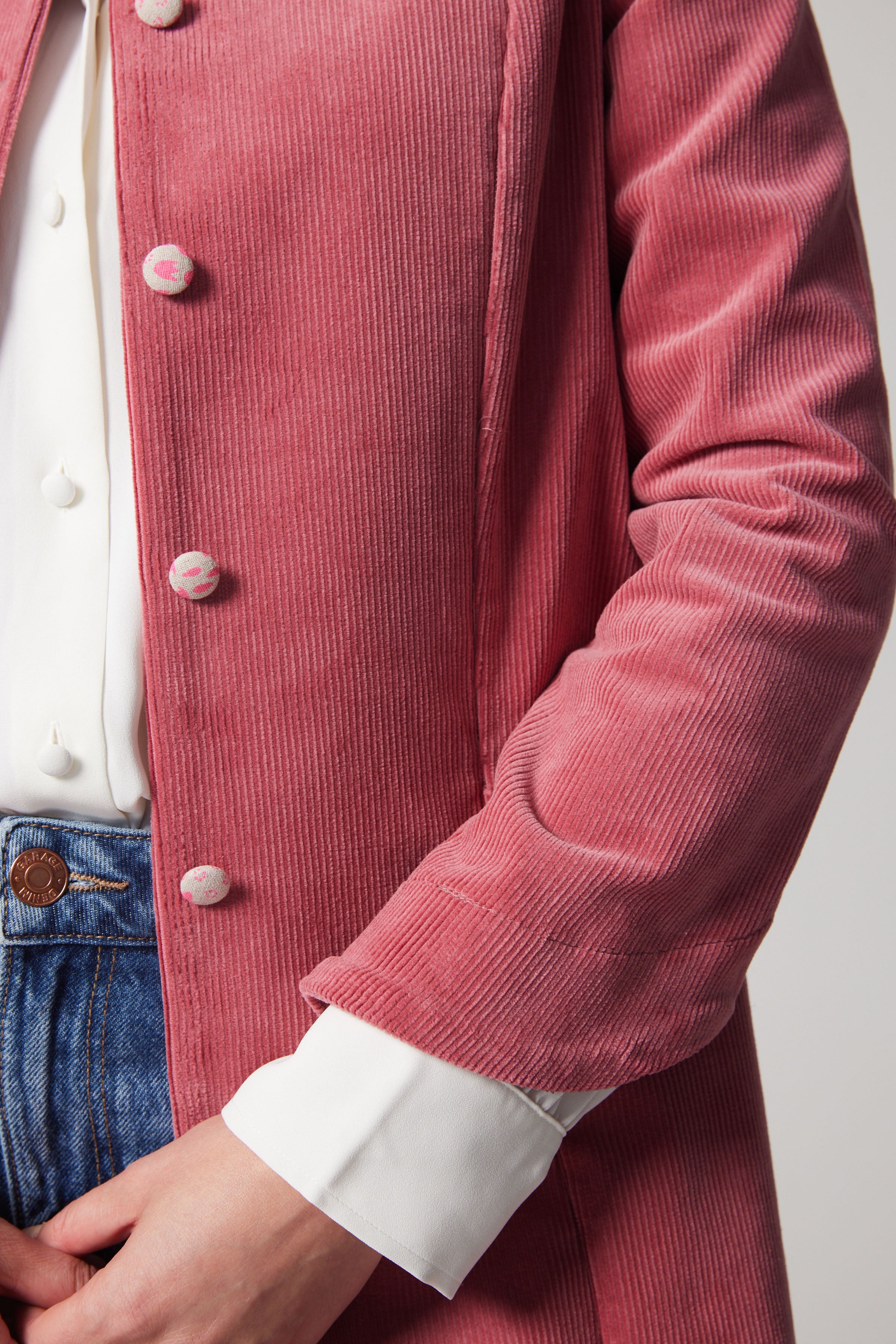 Manteau Mystery velours côtelé - Rose