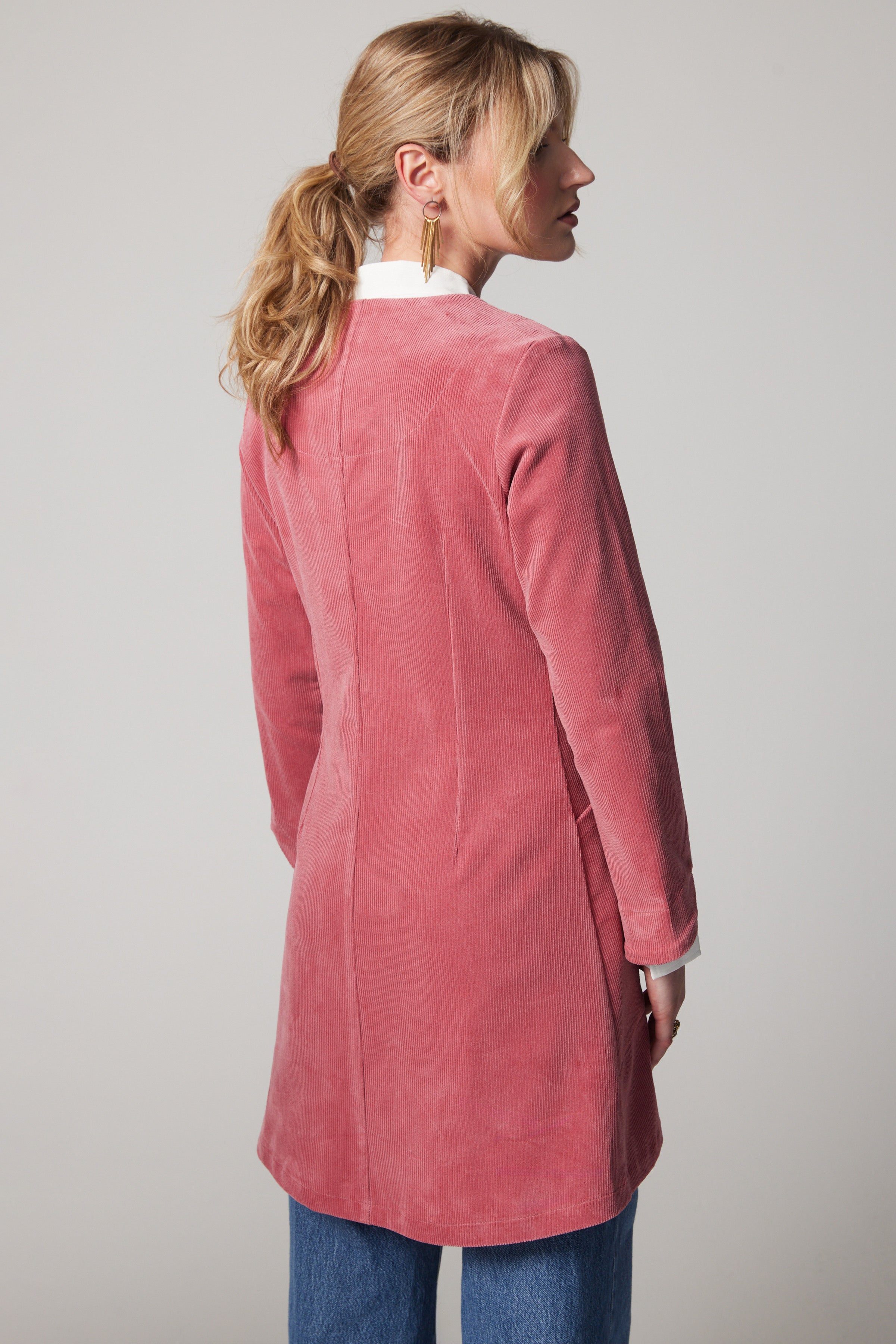 Manteau Mystery velours côtelé - Rose