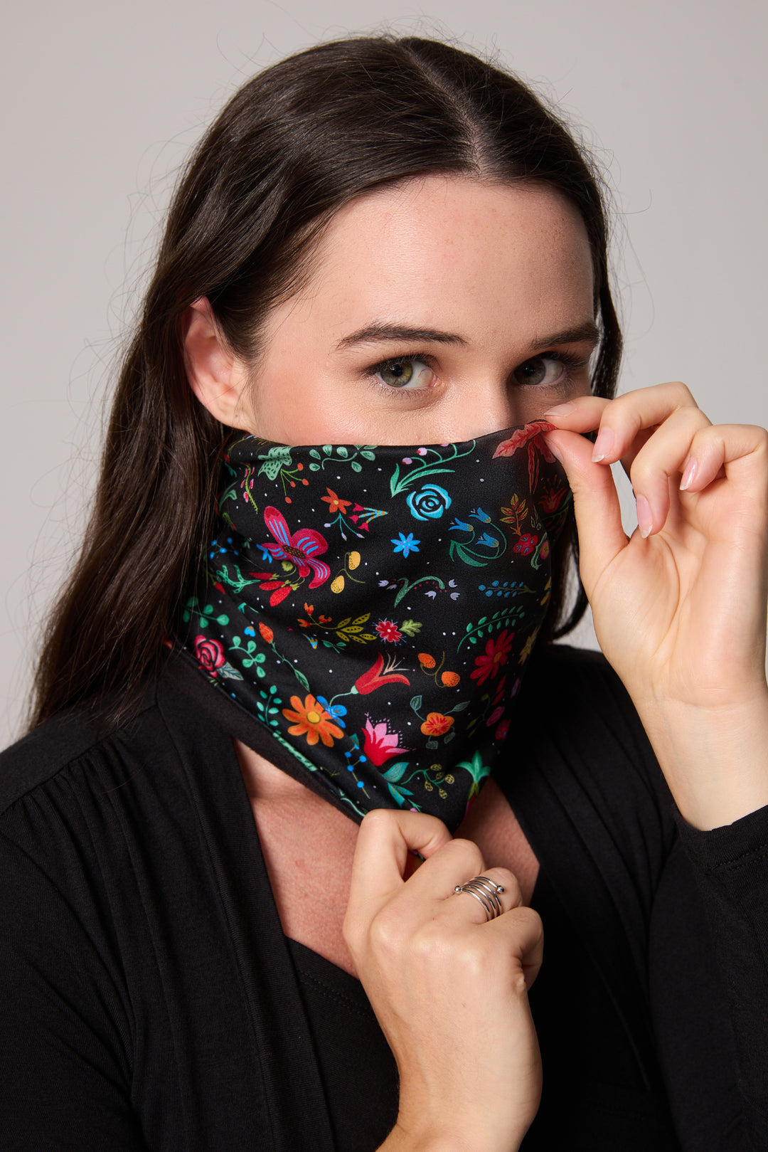 Neck Warmer - Black Floral Punch