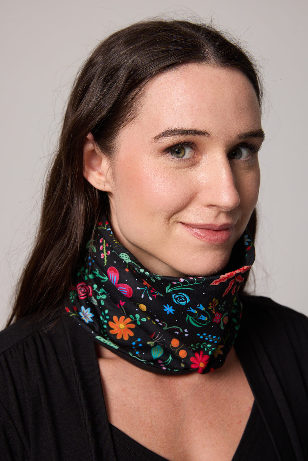 Neck Warmer - Black Floral Punch