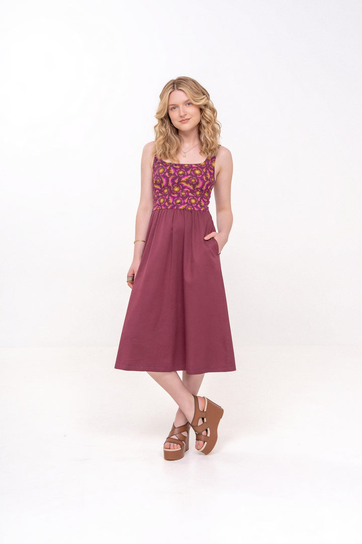 Nouvelle robe classique - Gertrude, prune