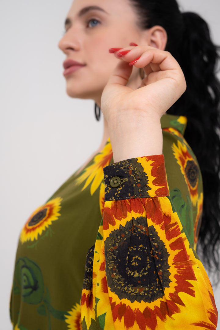 Open Collar Shirt - Sunflowers