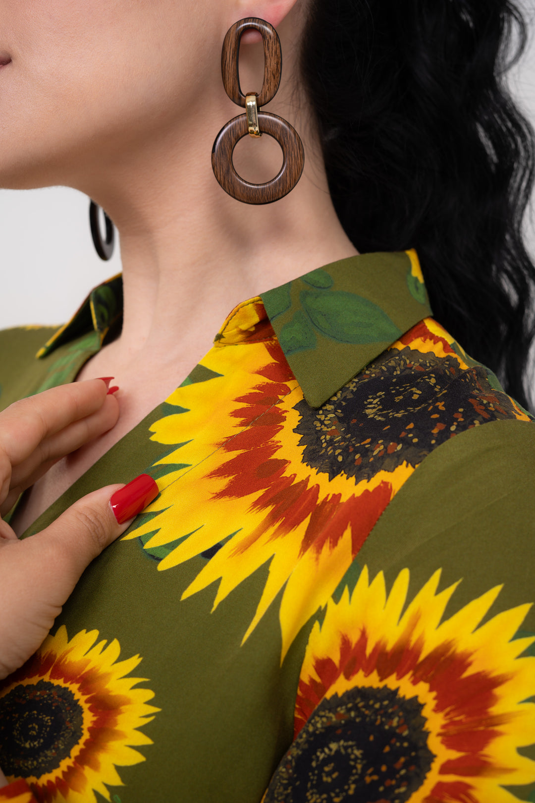 Open Collar Shirt - Sunflowers