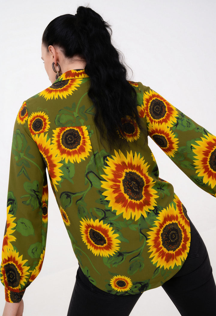 Open Collar Shirt - Sunflowers