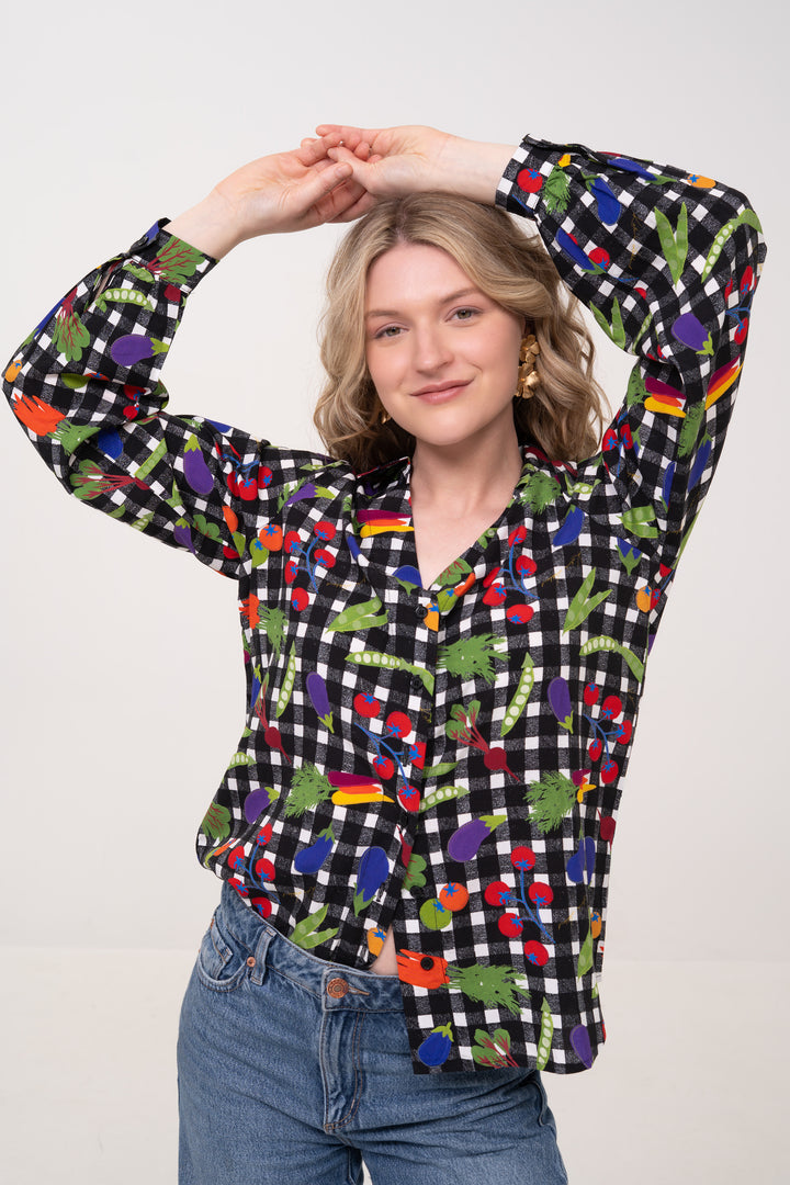 Open Collar Shirt - Veggies