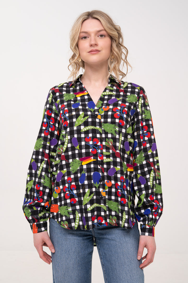 Open Collar Shirt - Veggies