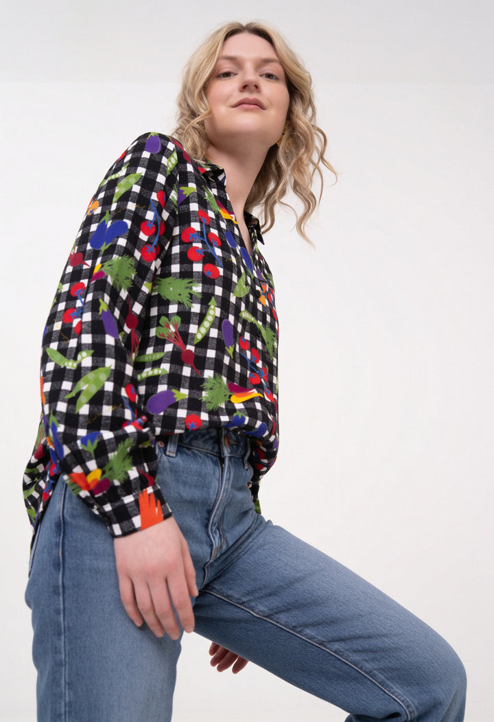 Open Collar Shirt - Veggies