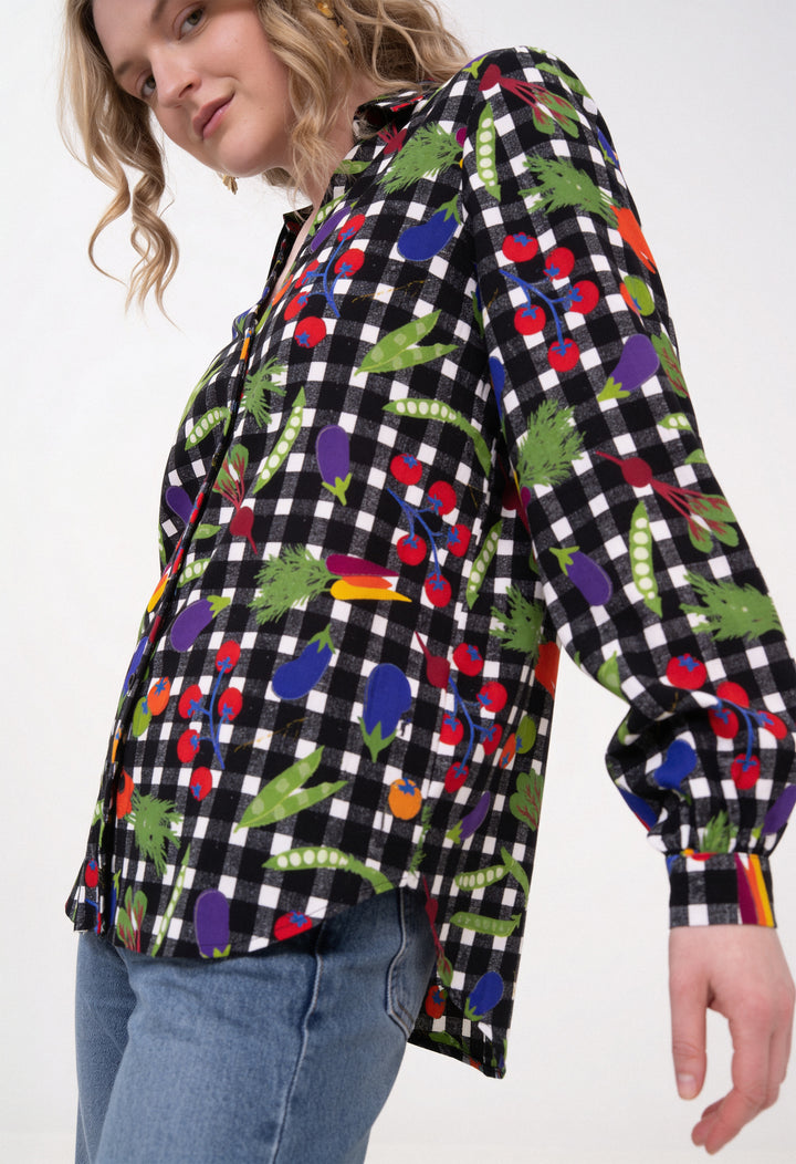 Open Collar Shirt - Veggies