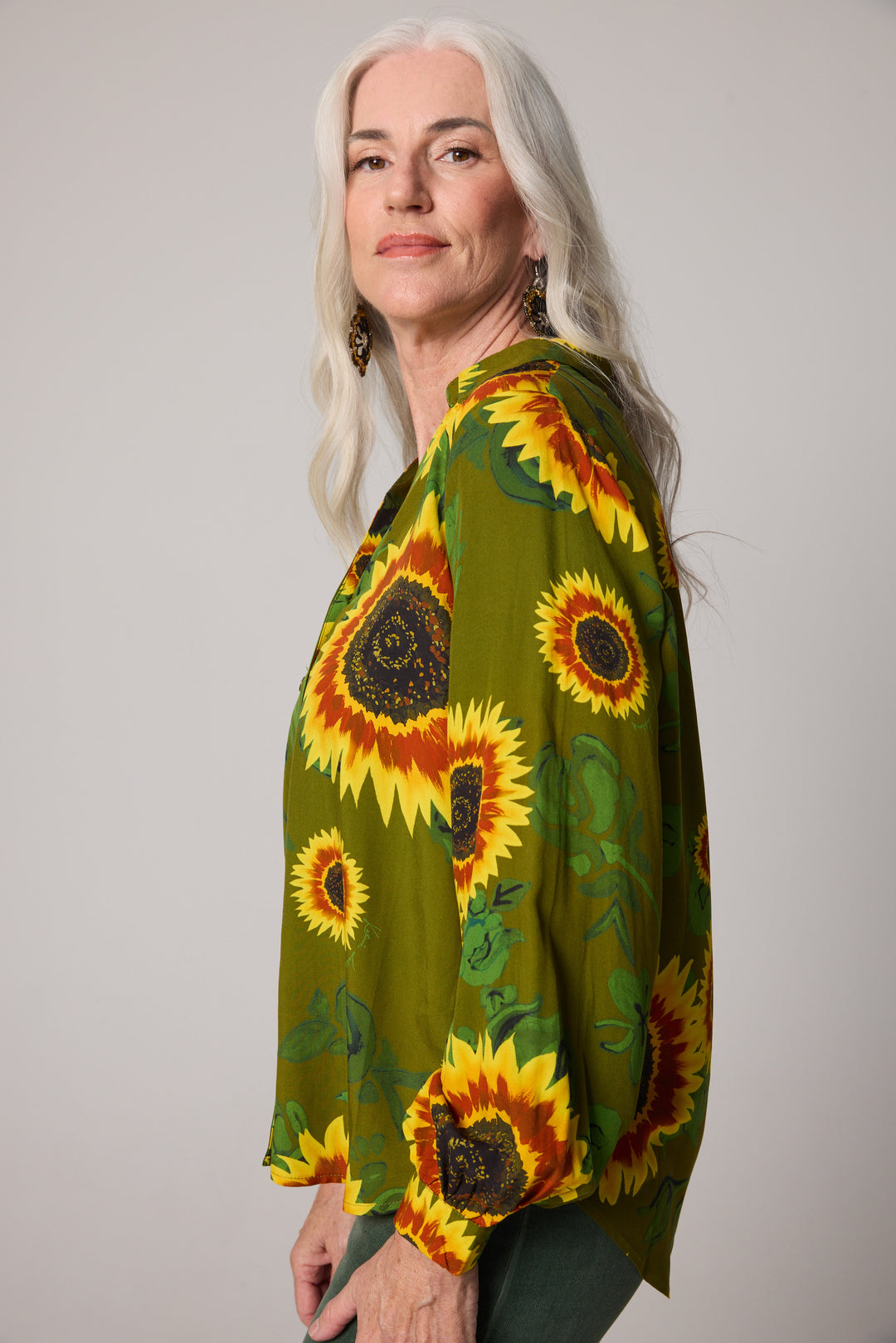 Open Collar Shirt - Sunflowers