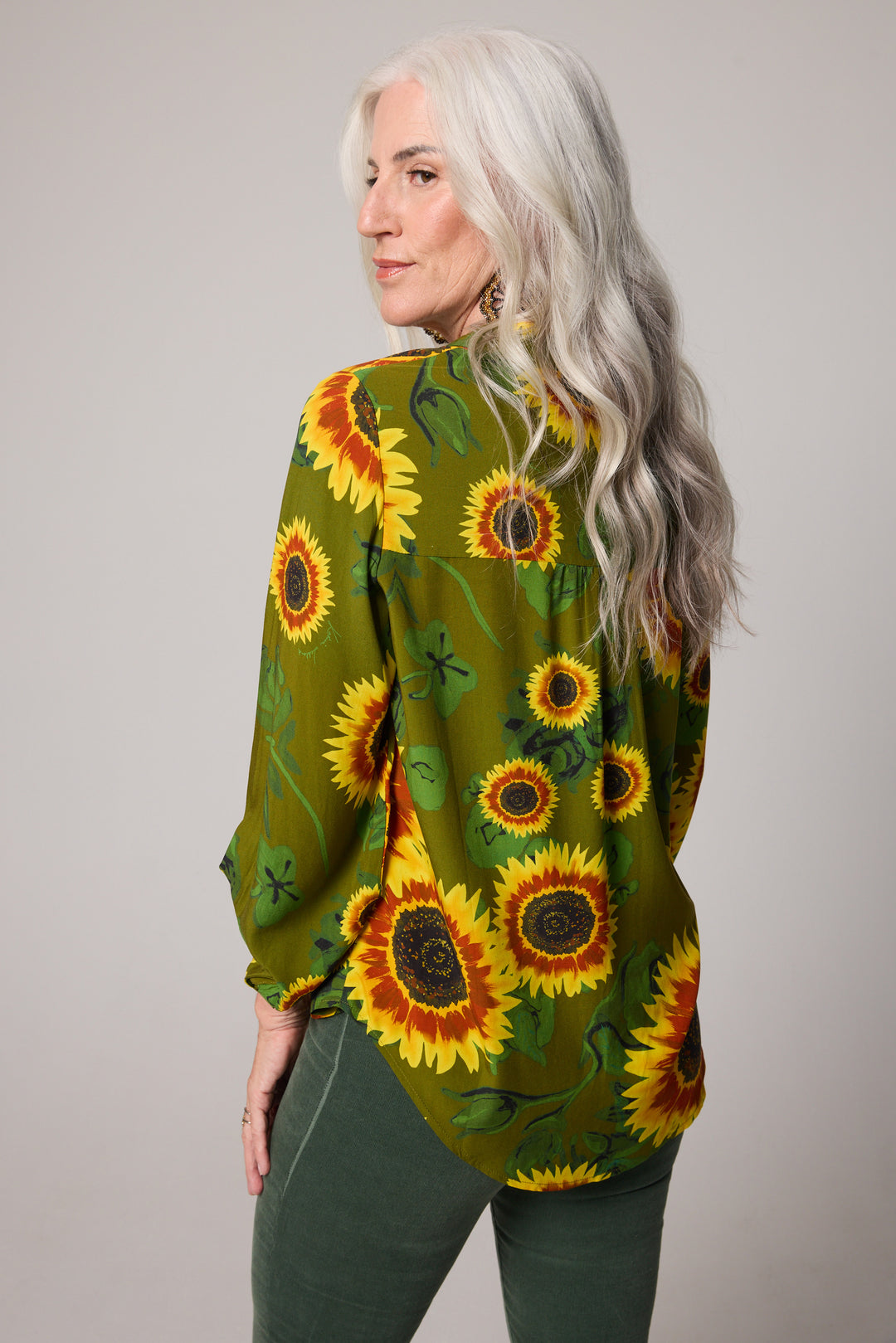 Open Collar Shirt - Sunflowers