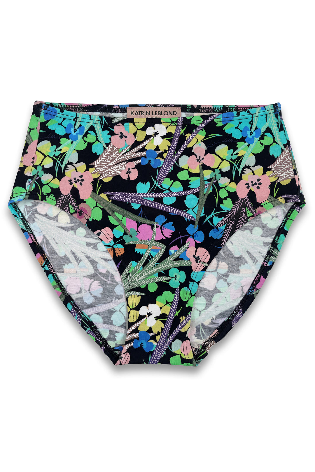 Culotte en coton bio - Fleurs sauvages, Noir