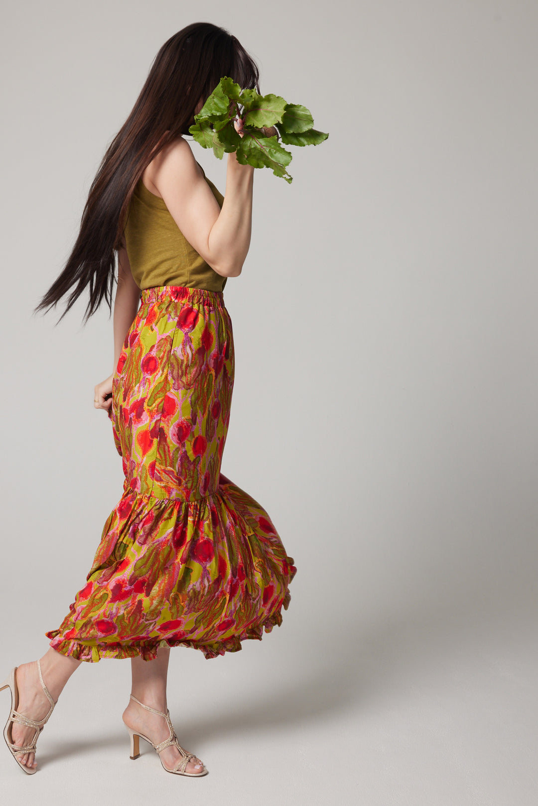 Jupe maxi à niveaux - Betteraves