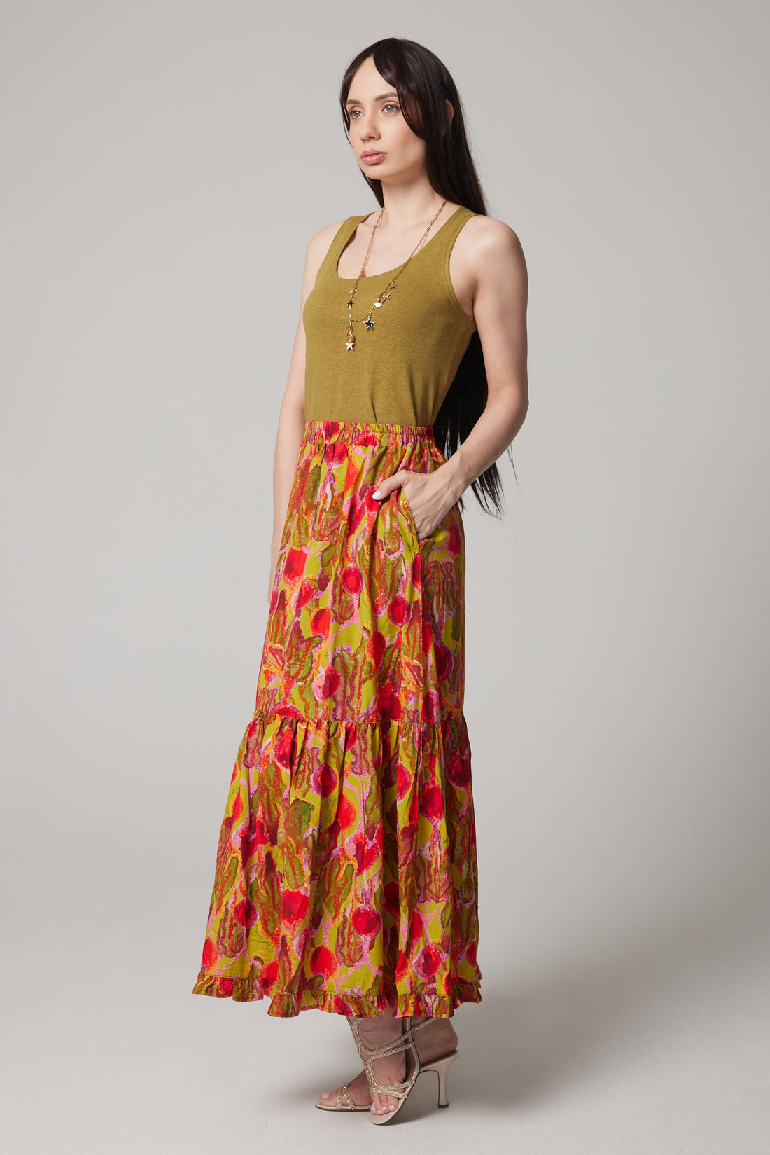 Tiered Maxi Skirt - Beets