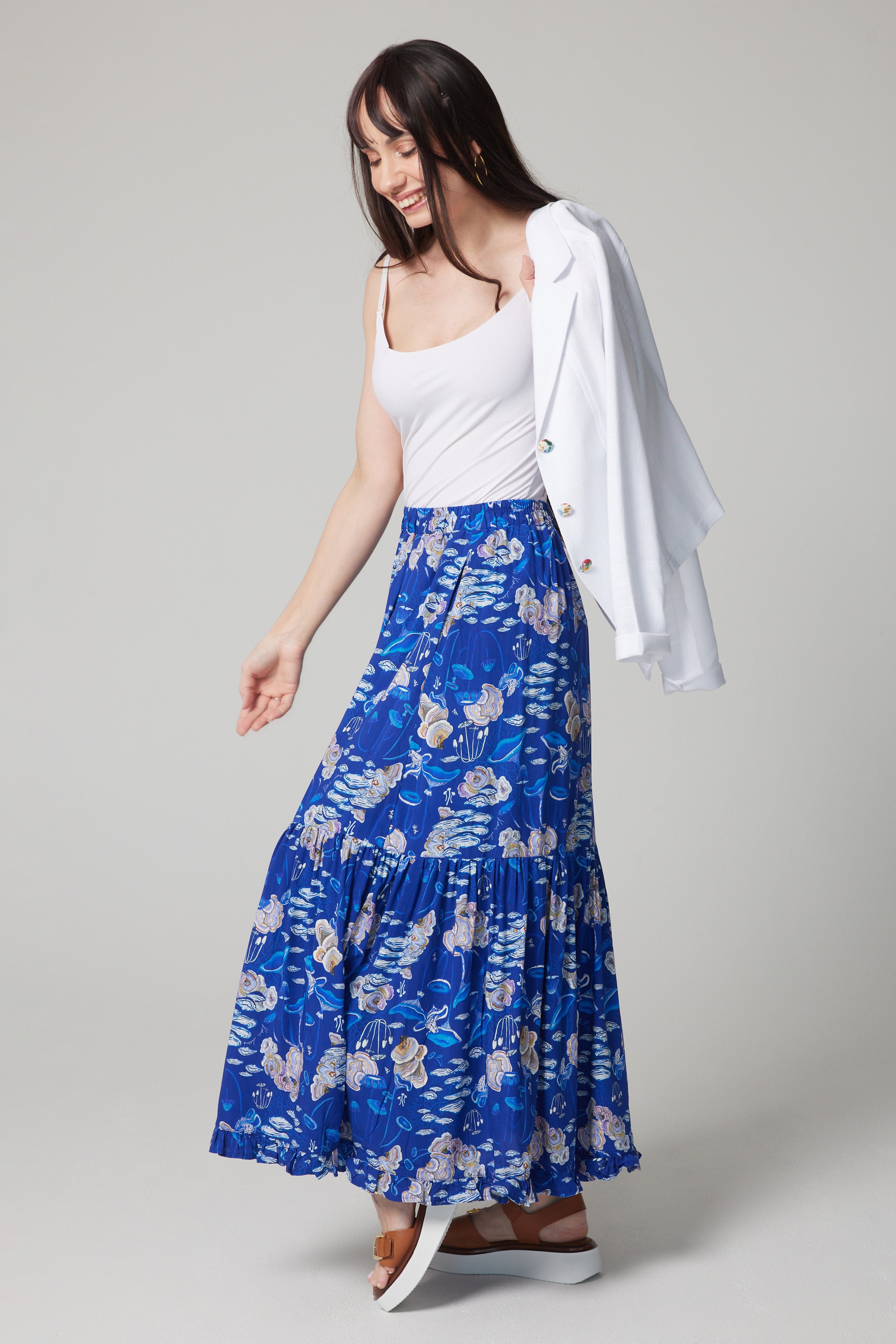 Jupe maxi à niveaux - Clair de lune