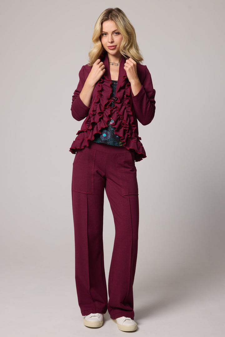 Ruffle Jacket - Burgundy