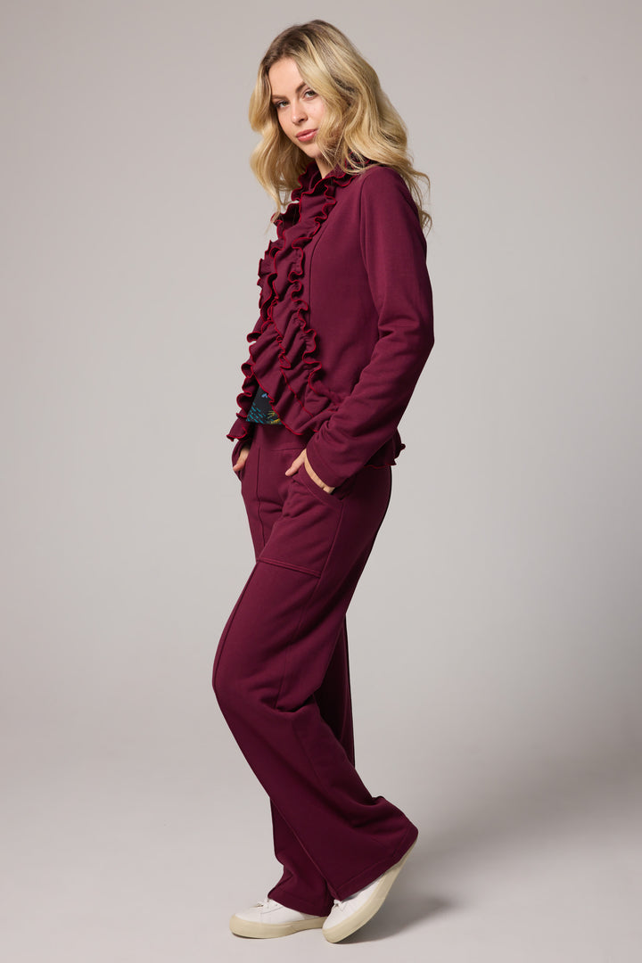 Ruffle Jacket - Burgundy