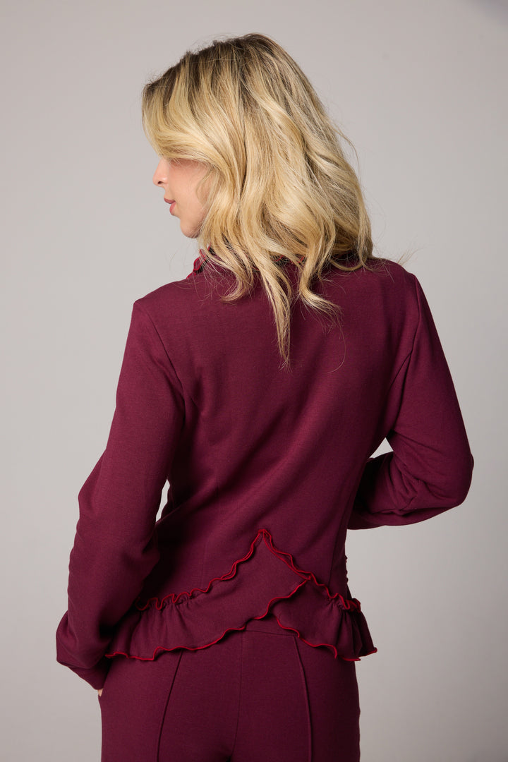 Ruffle Jacket - Burgundy