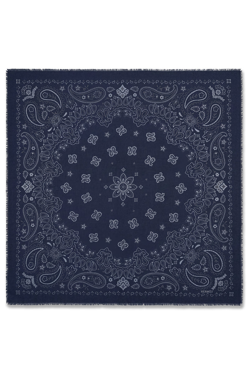 Grand Foulard Carré - Bleu Marine