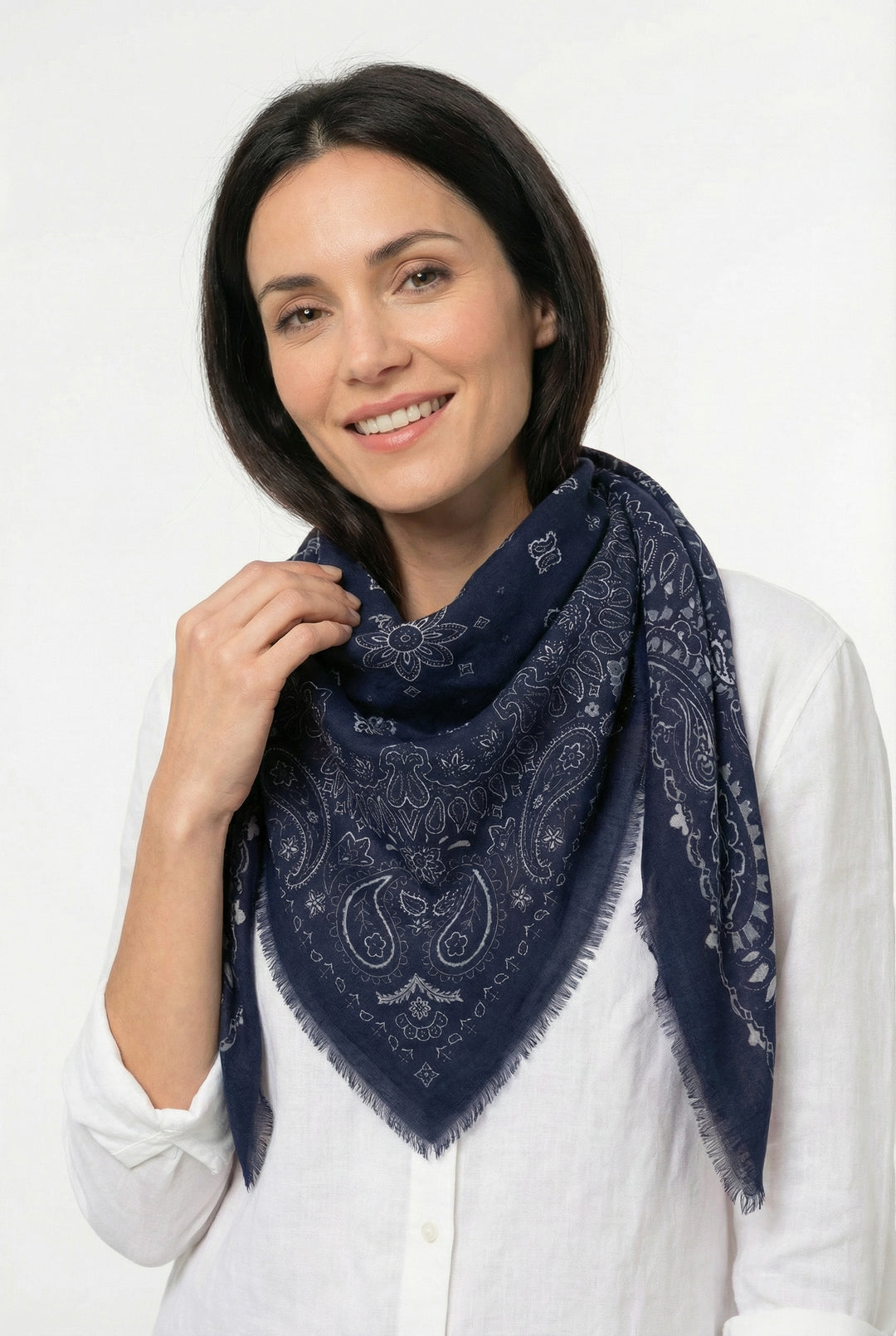 Large Square Scarf - Navy