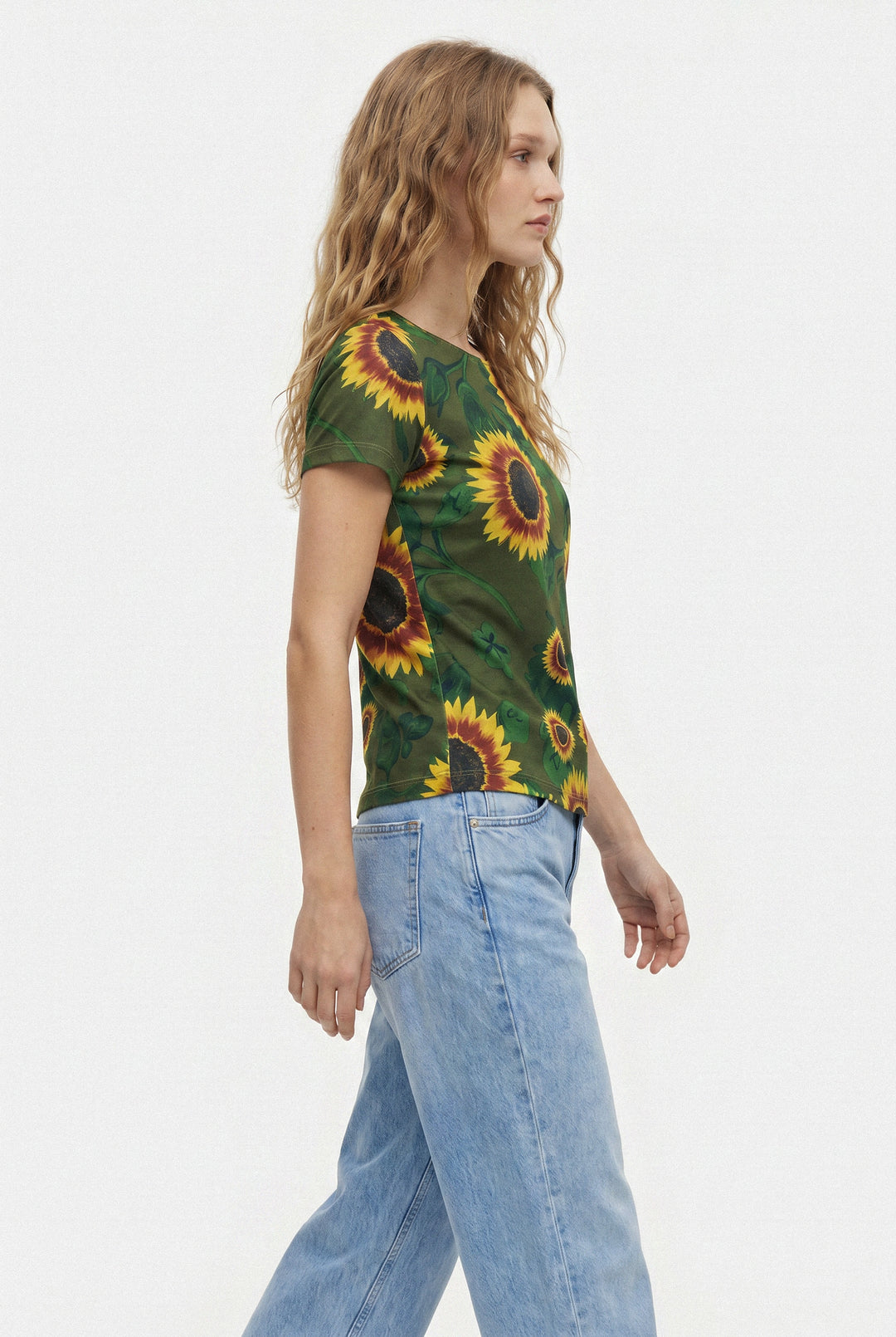 Scoop Neck T-shirt - Sunflowers