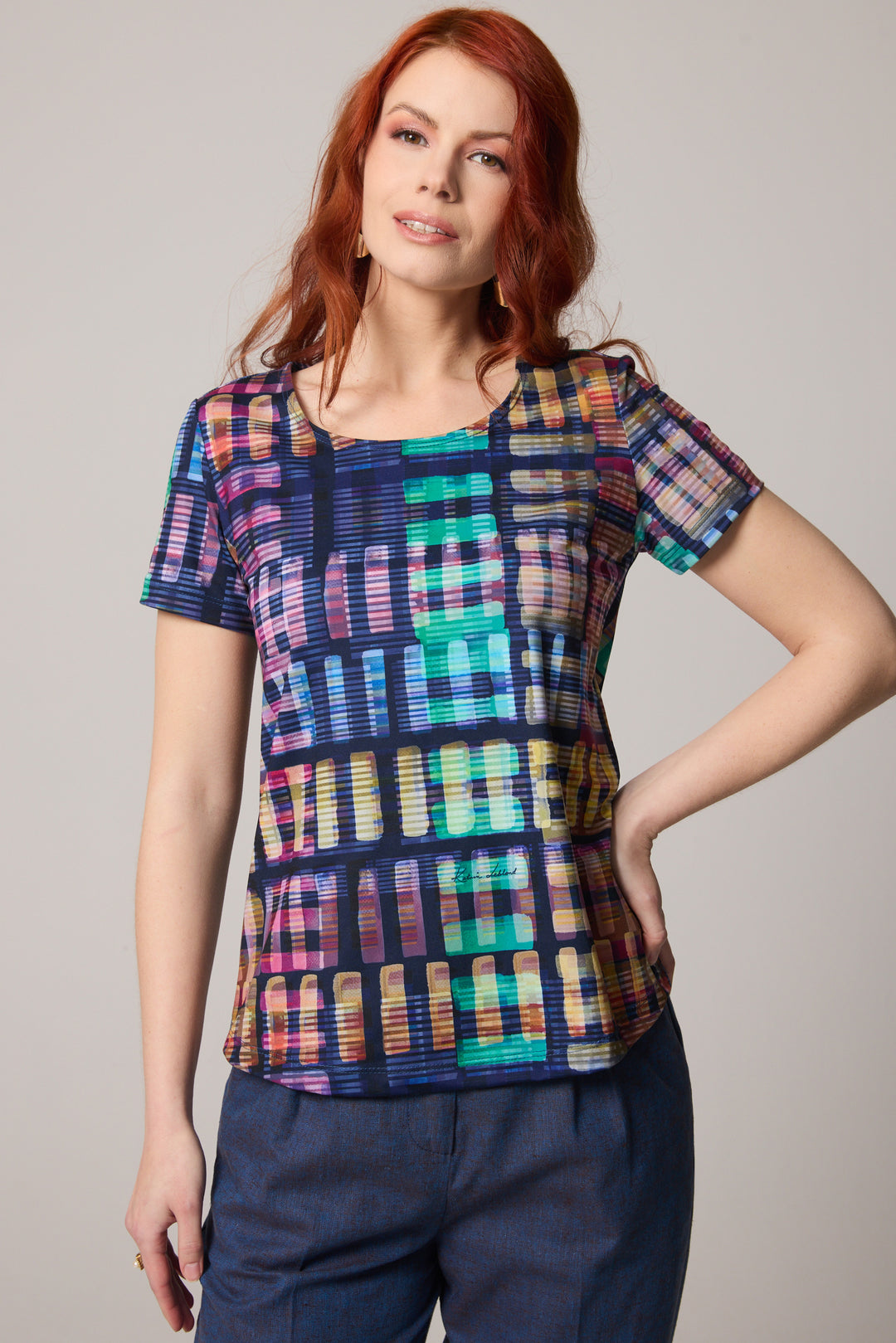Scoop Neck T-shirt - Watercolour