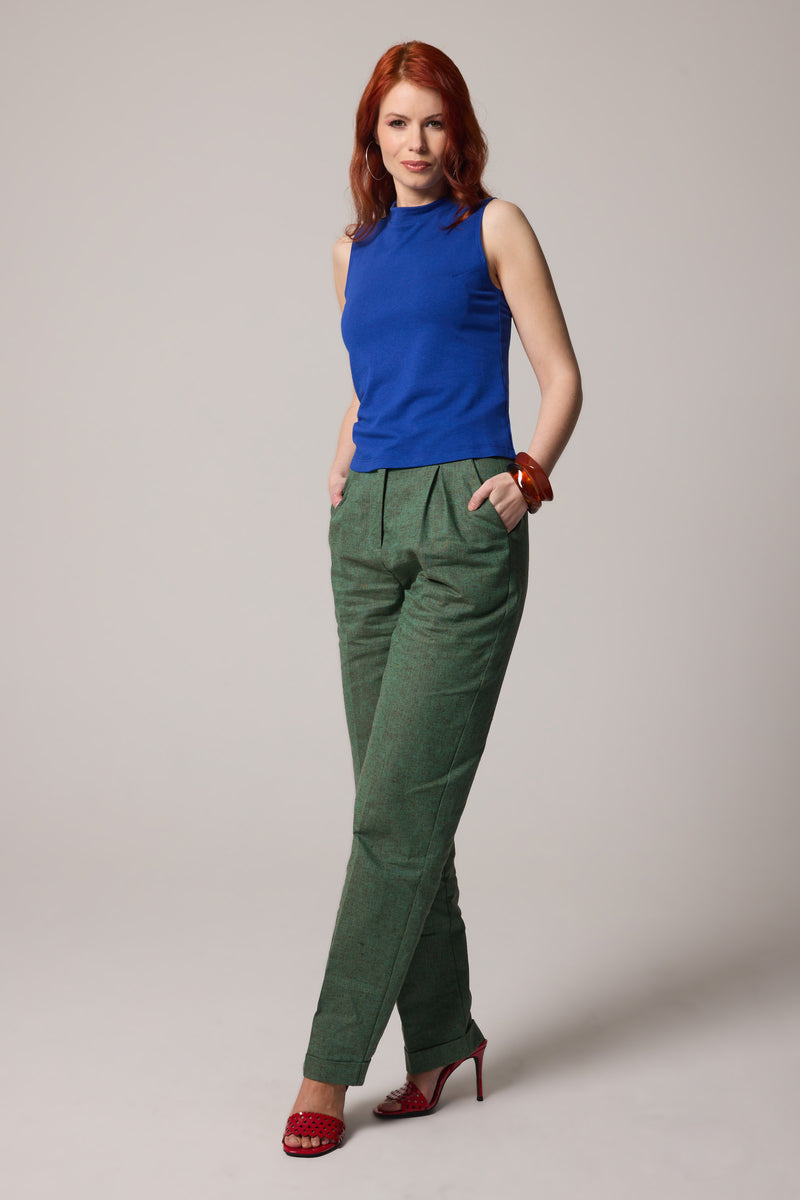 Sleeveless Mock Neck - Blue Bamboo